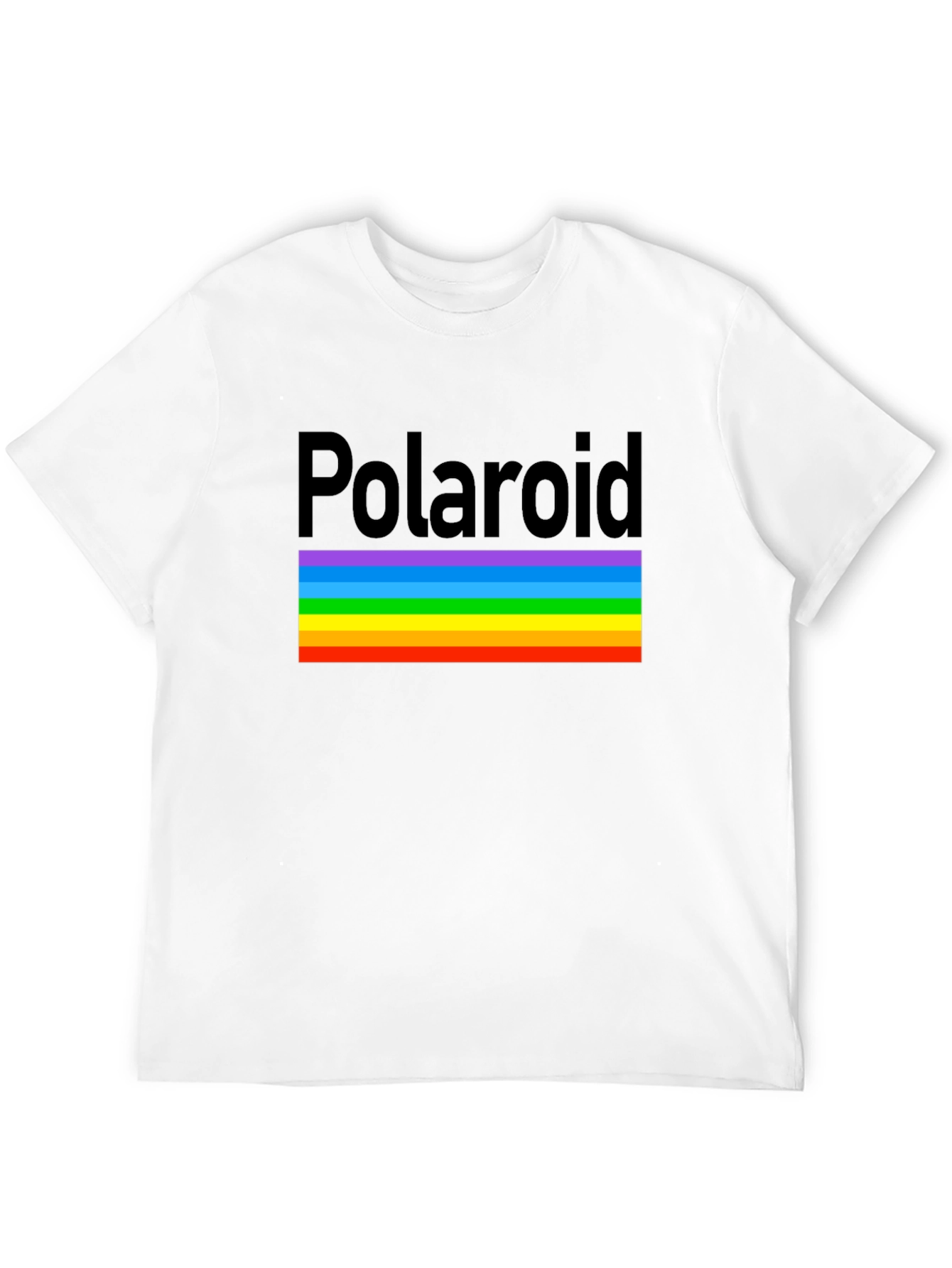 Polaroid Rainbow Stripe Graphic Black T-Shirt
