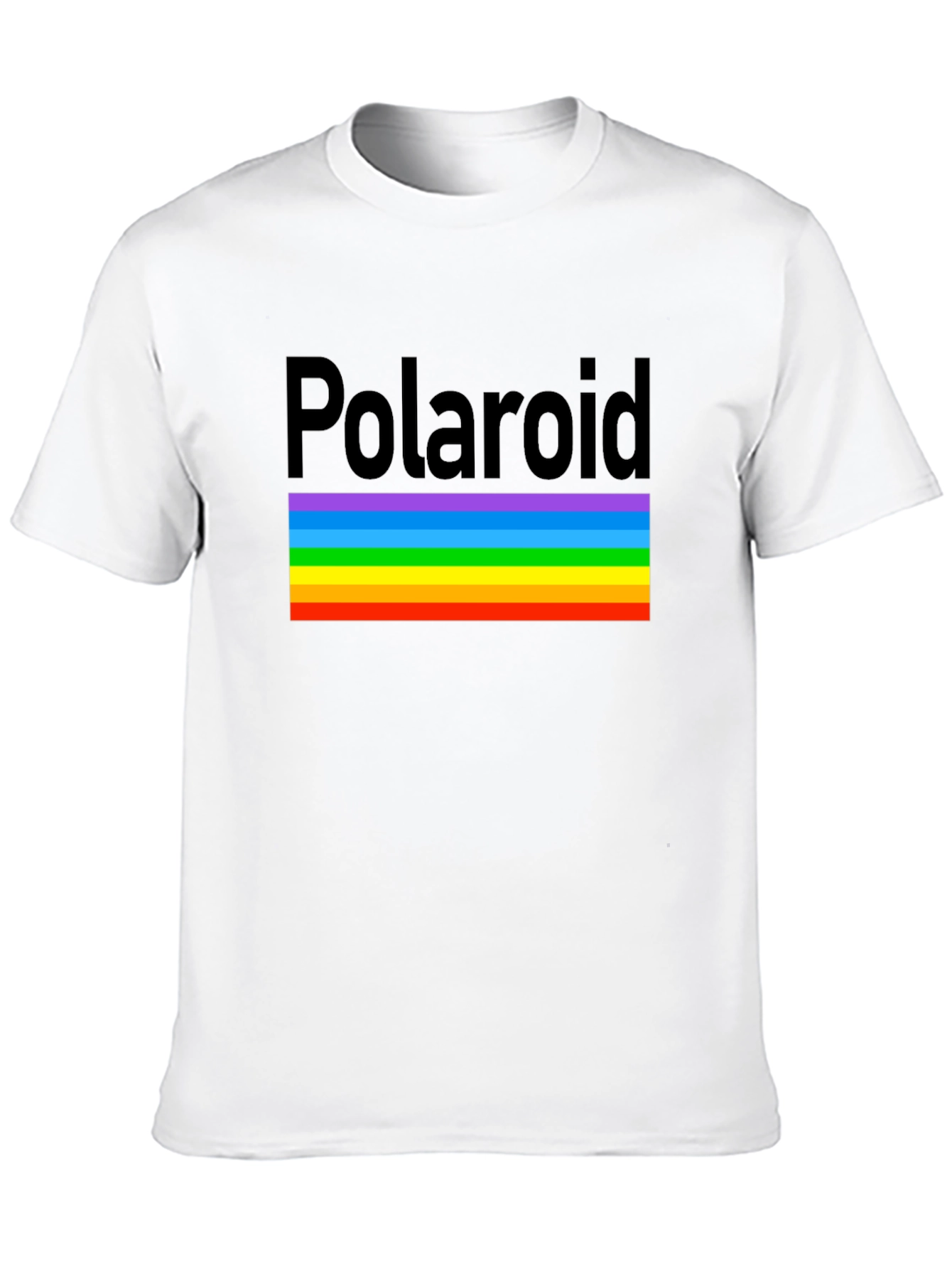 Polaroid Rainbow Stripe Graphic Black T-Shirt