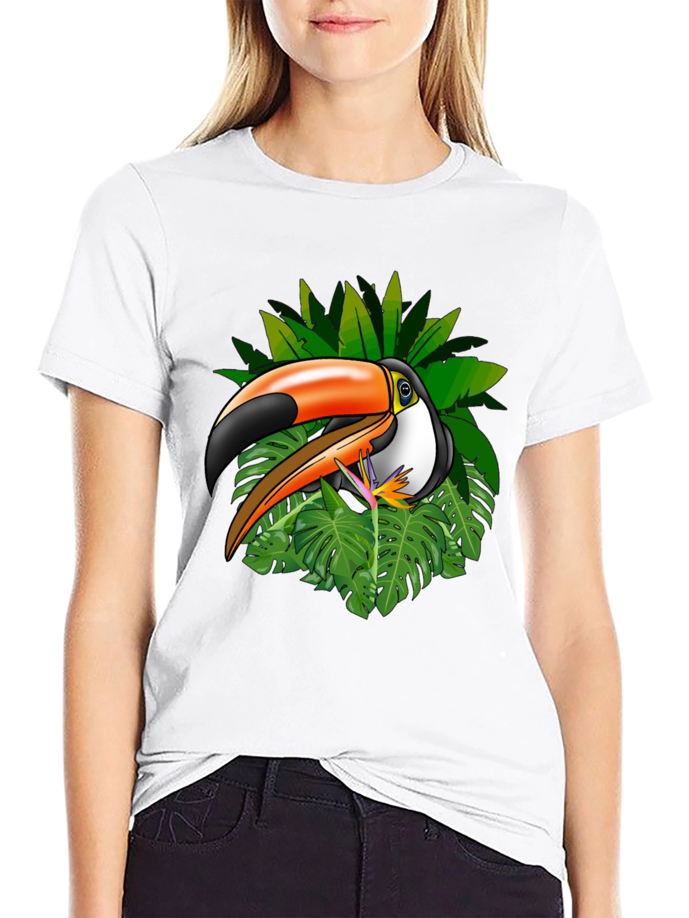 Tropical Toucan Graphic Tee - Black