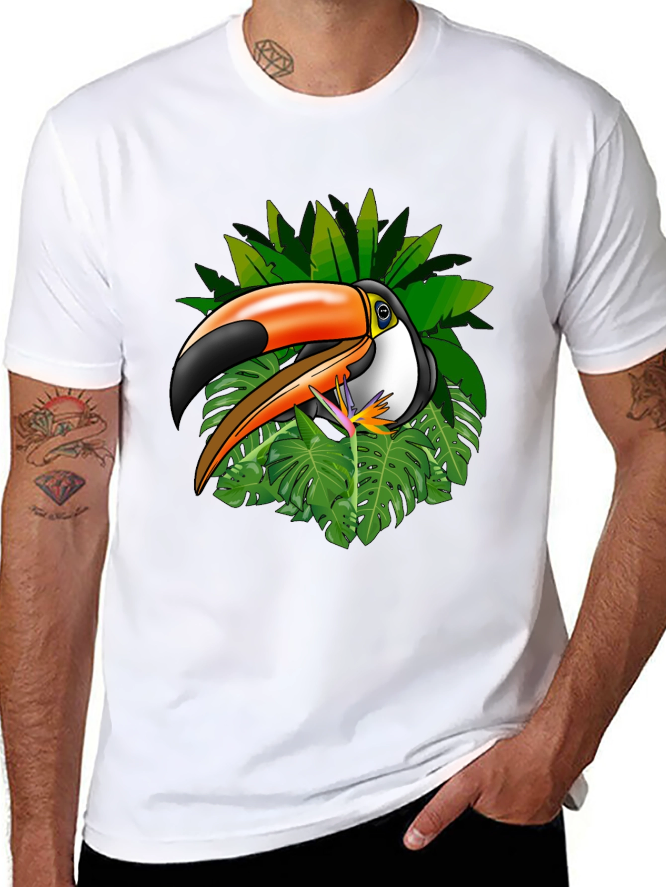 Tropical Toucan Graphic Tee - Black