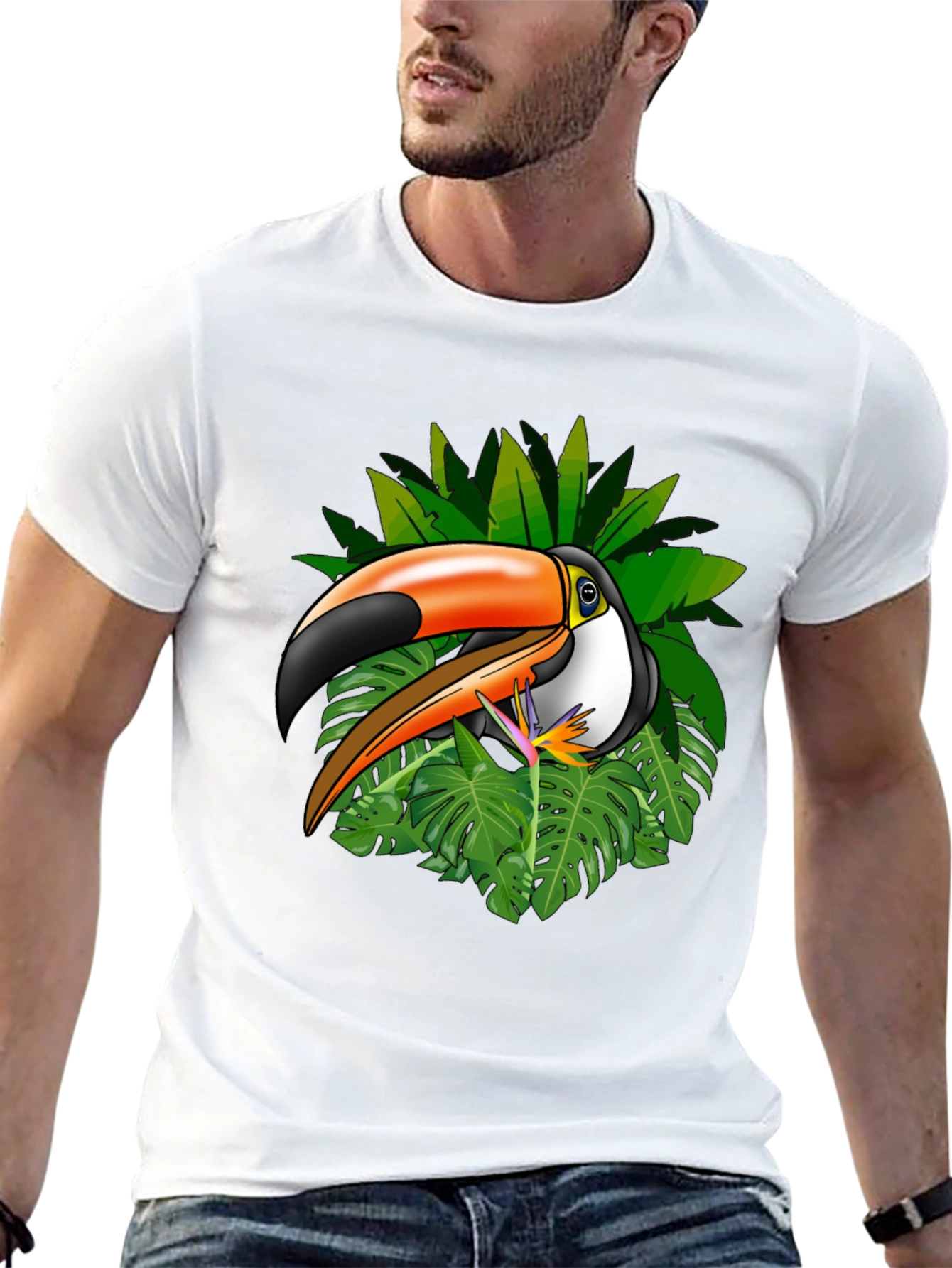 Tropical Toucan Graphic Tee - Black