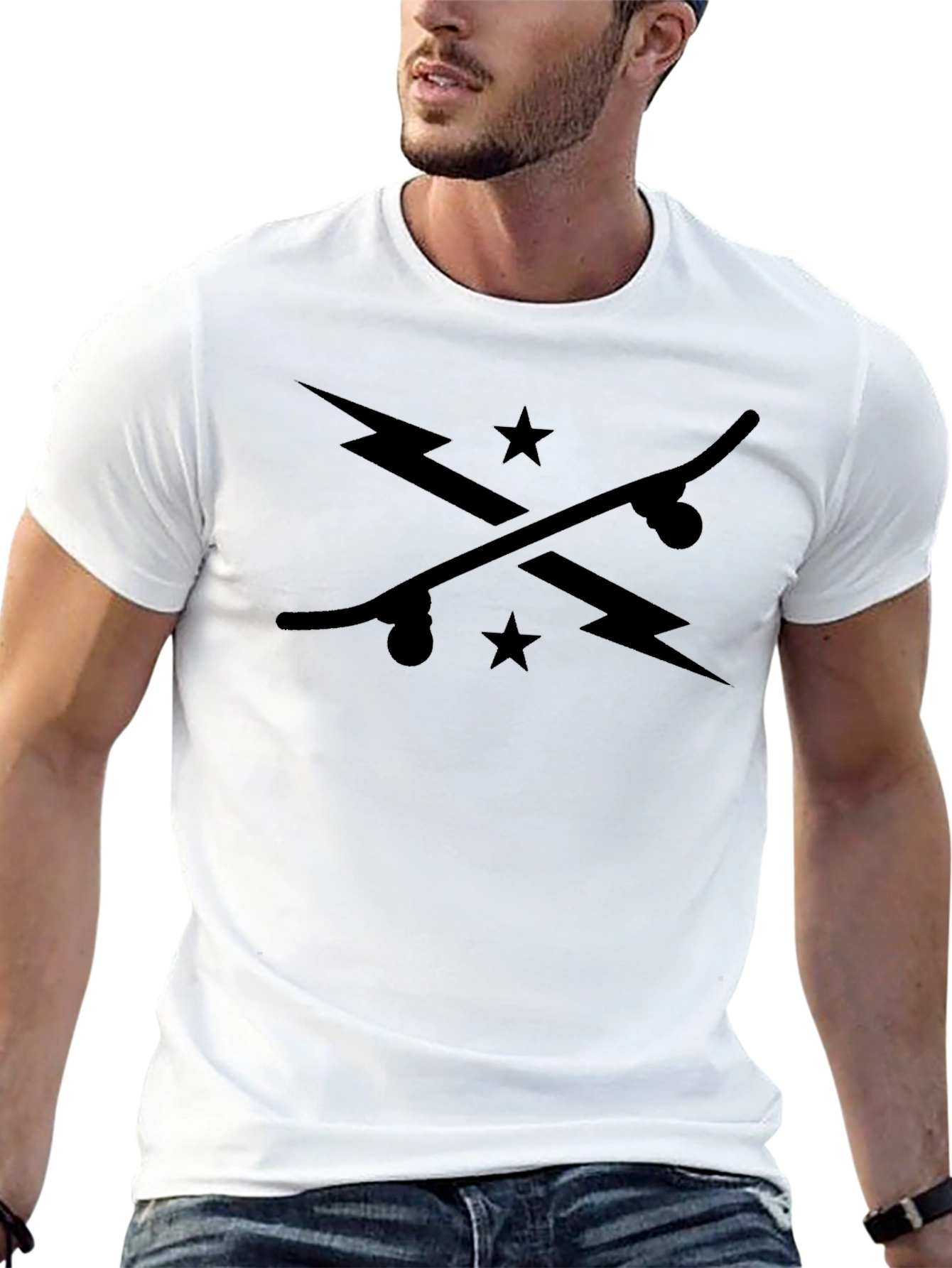 Skate & Stars Graphic Tee - Black Cotton