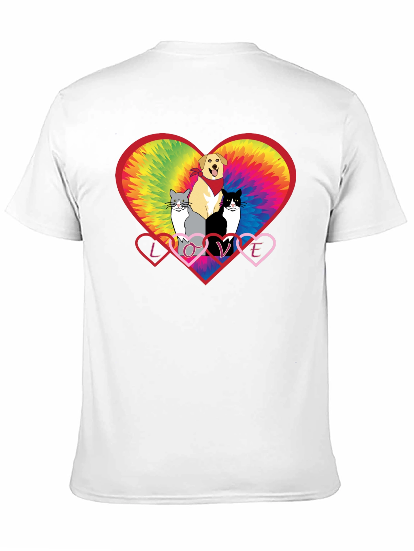 Love Cats and Dogs Tie Dye Heart T-Shirt