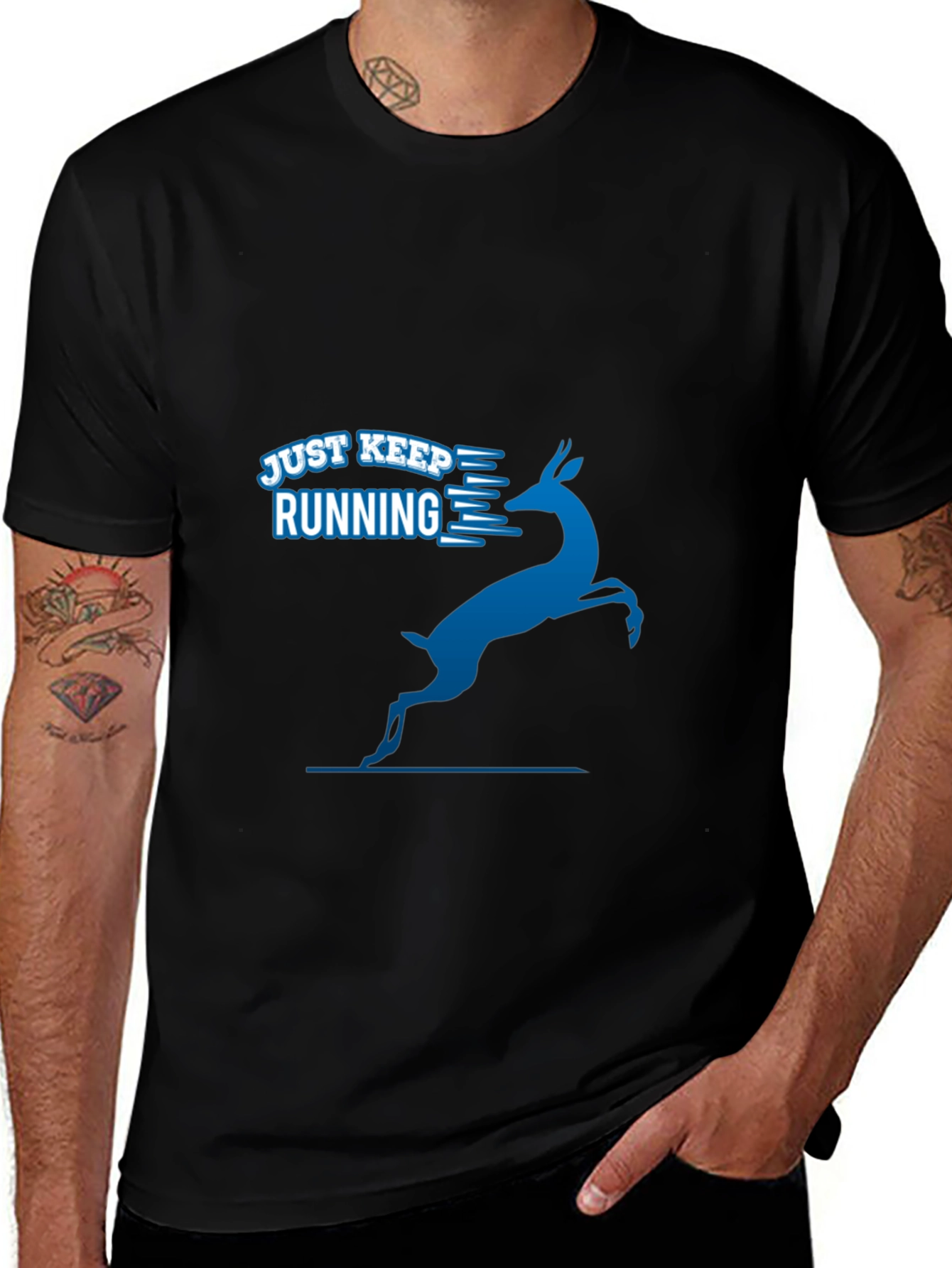 Just Keep Running Tee - Mens Black Graphic T-Shirt