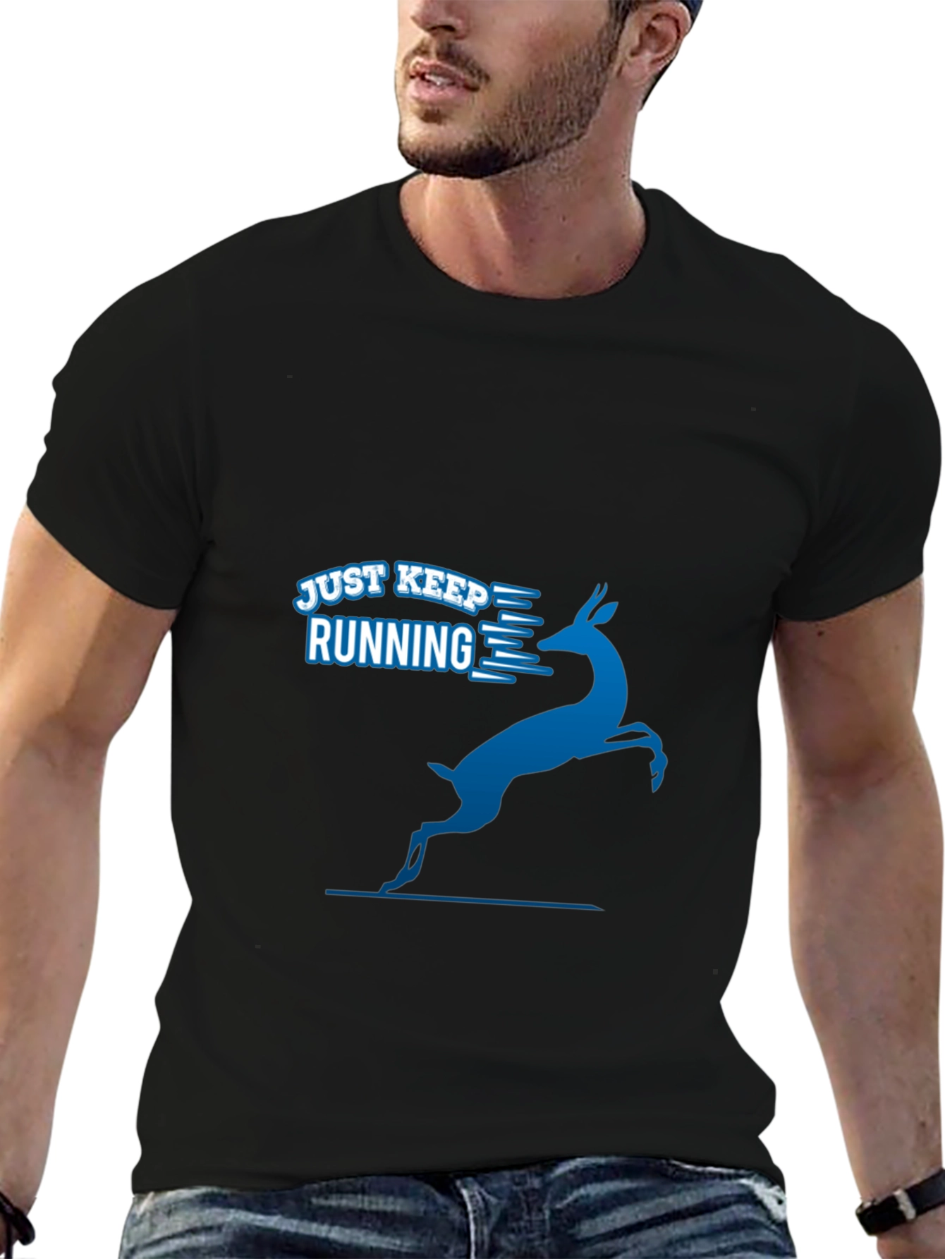 Just Keep Running Tee - Mens Black Graphic T-Shirt