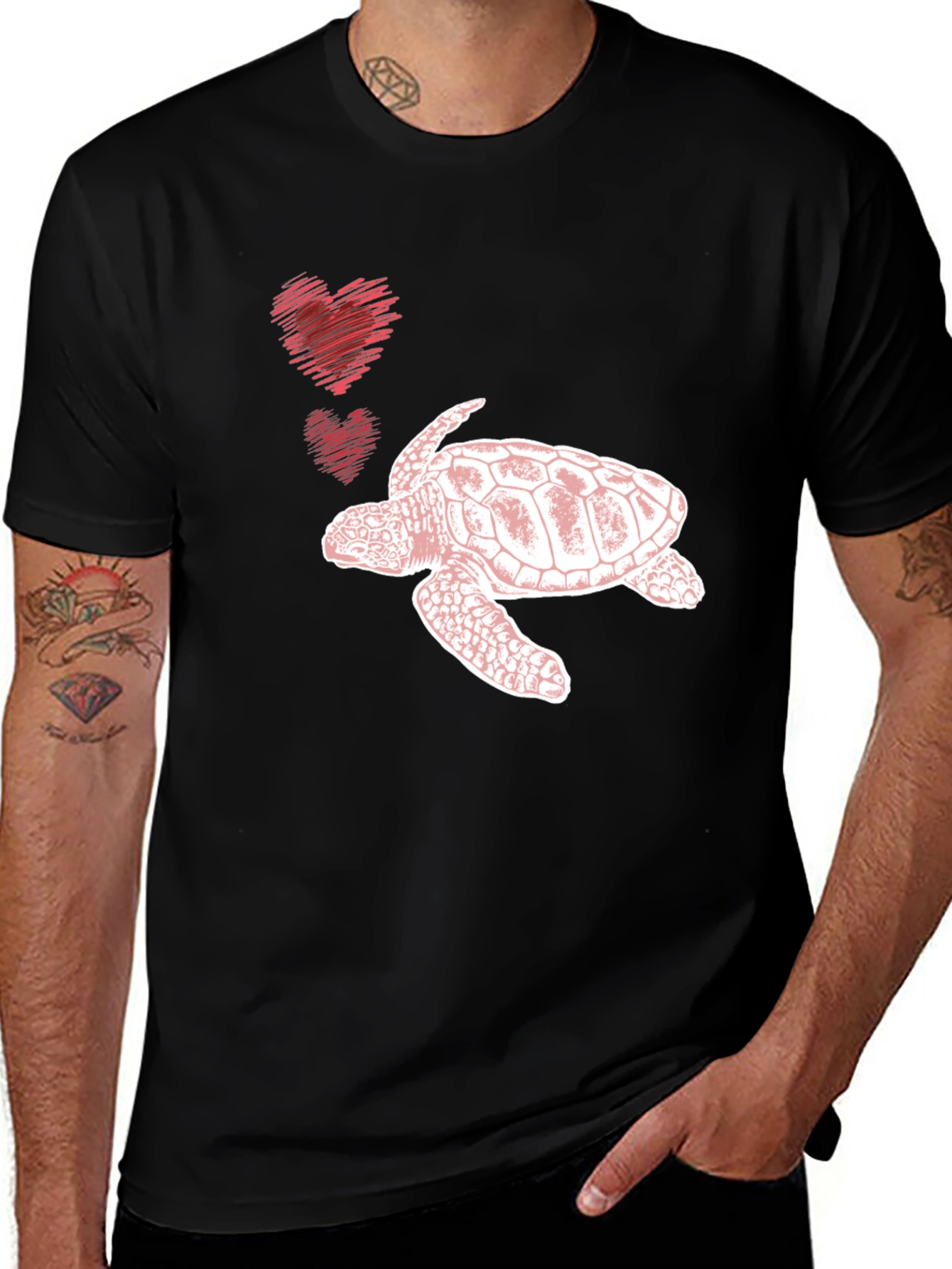 Sea Turtle Love Graphic Tee - Black