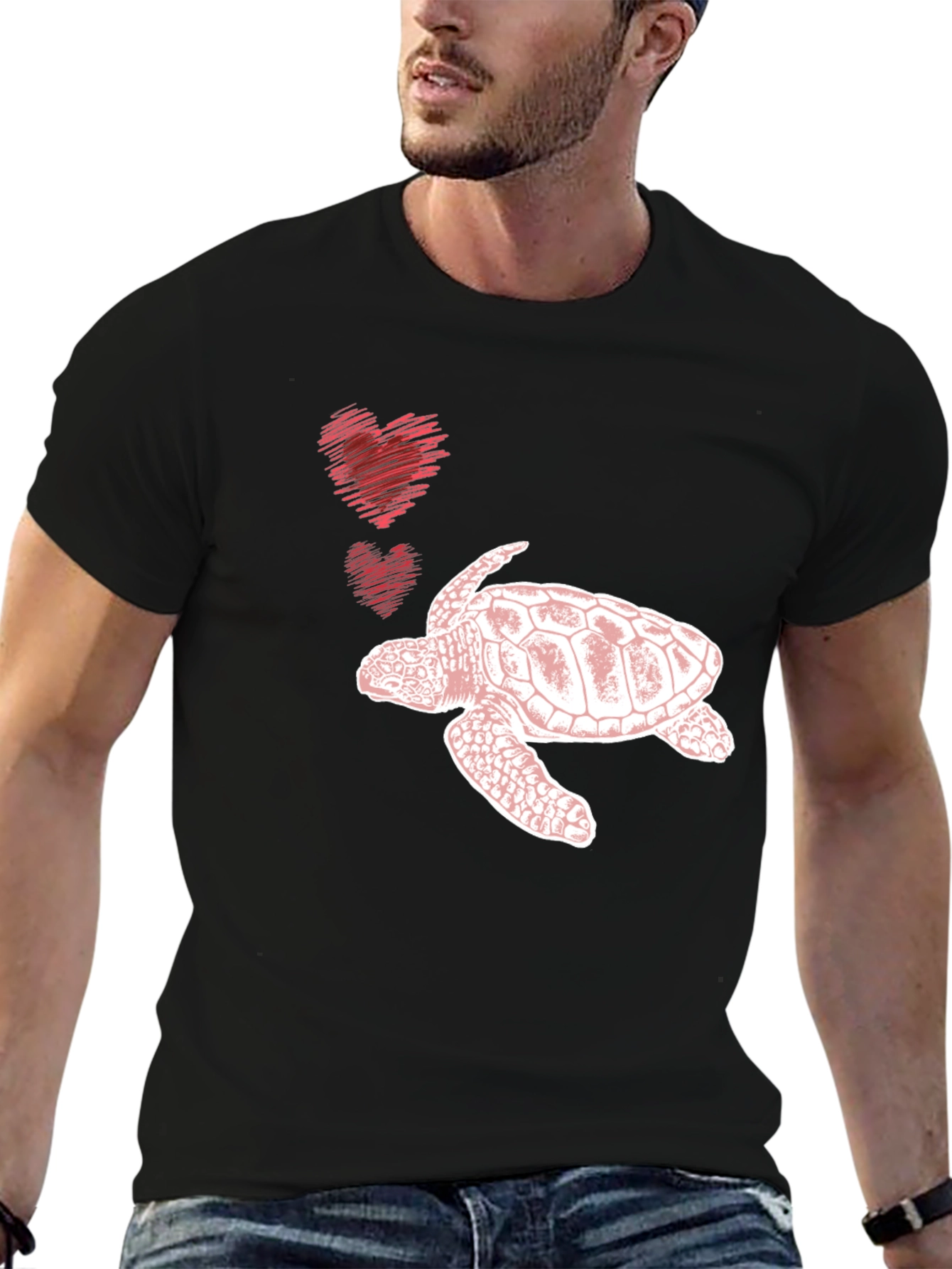 Sea Turtle Love Graphic Tee - Black