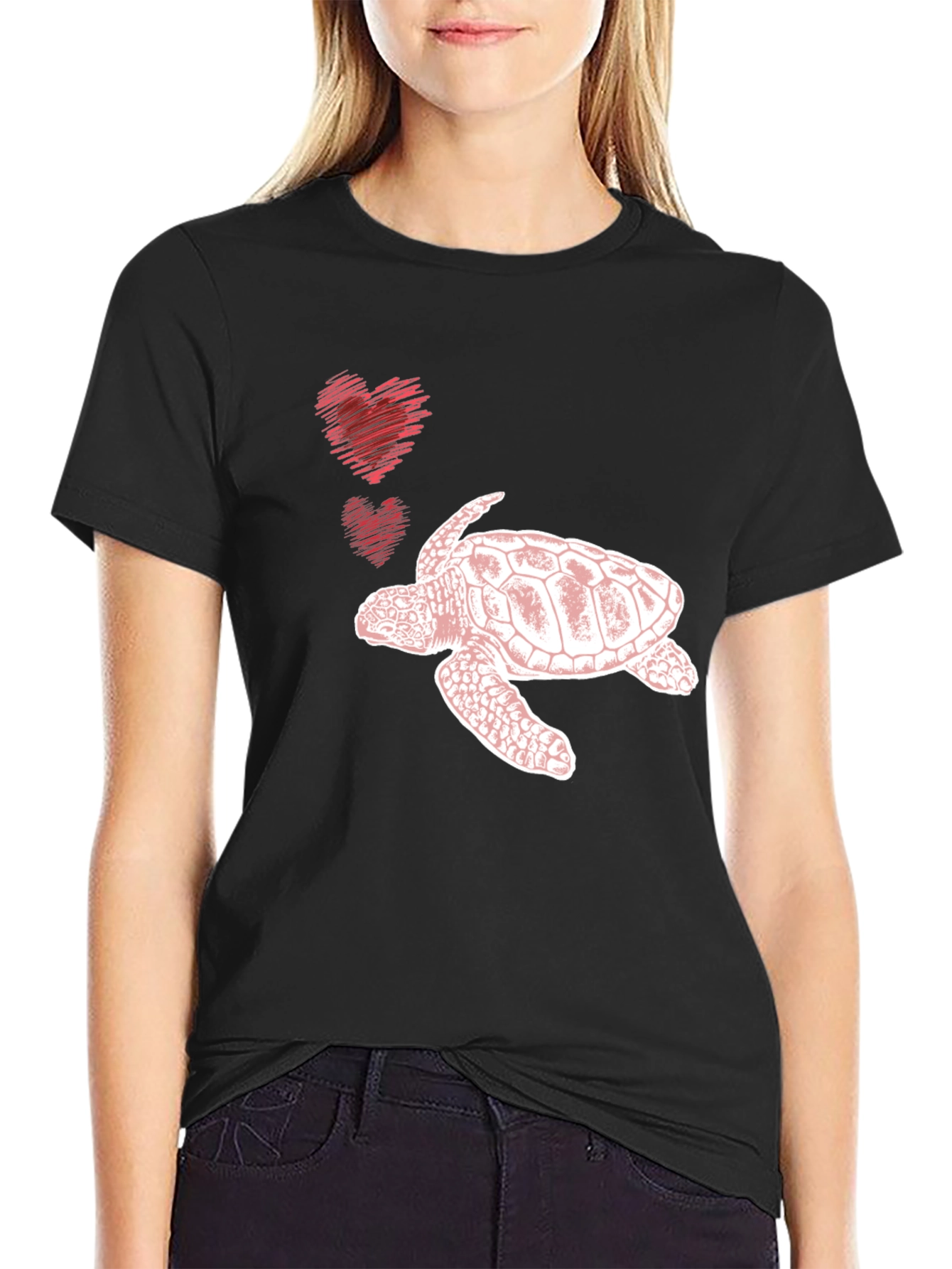 Sea Turtle Love Graphic Tee - Black