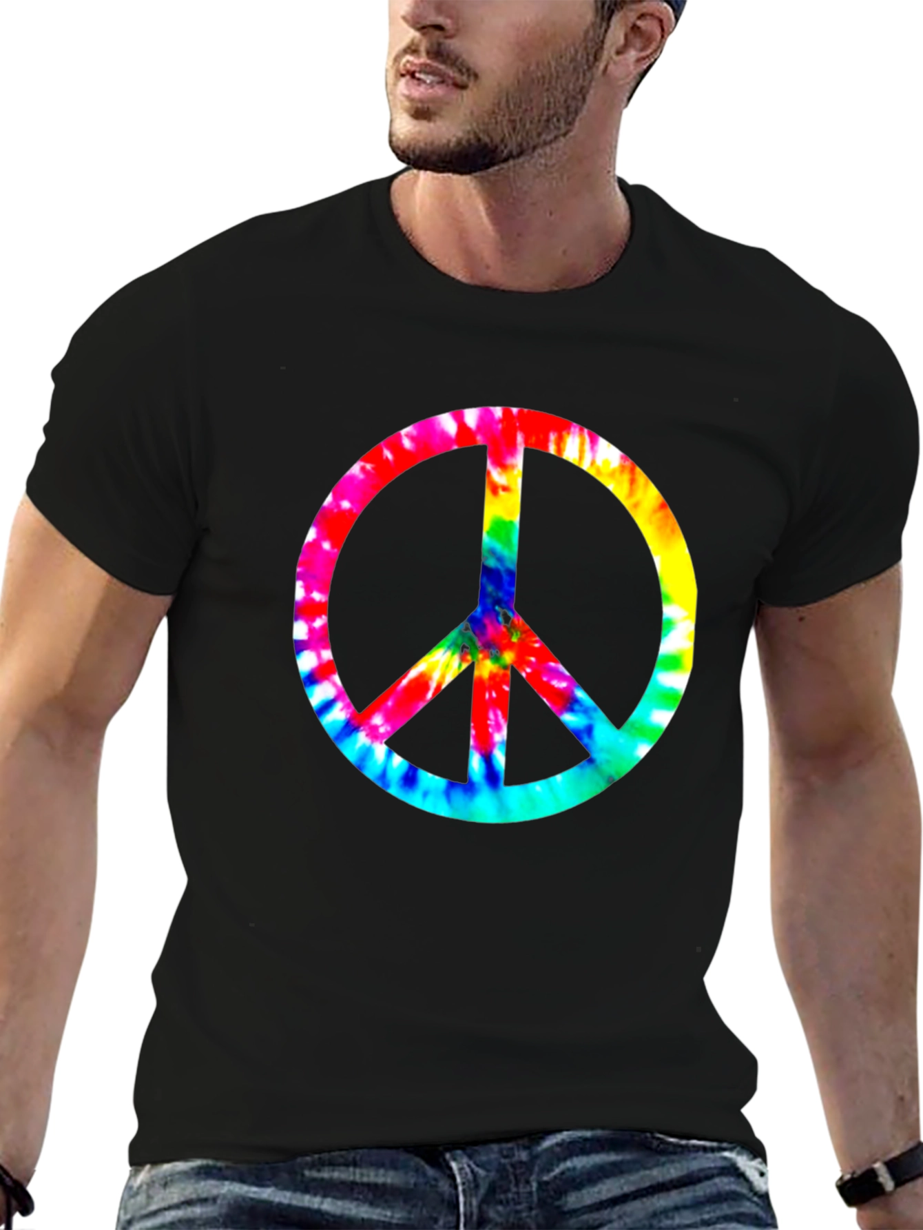 Tie-Dye Peace Sign Black T-Shirt