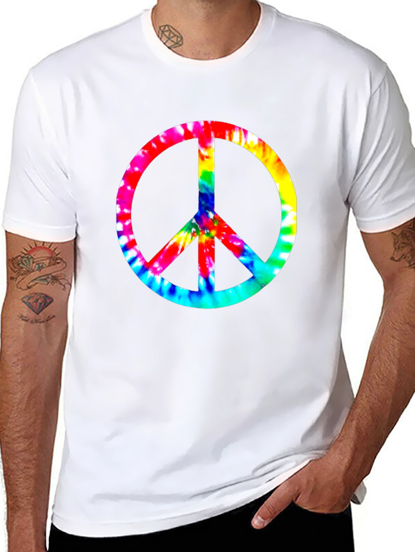 Tie-Dye Peace Sign Black T-Shirt