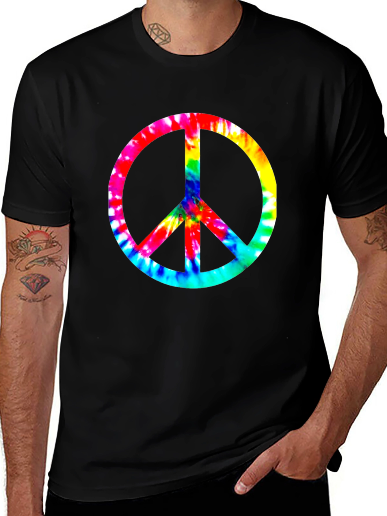 Tie-Dye Peace Sign Black T-Shirt