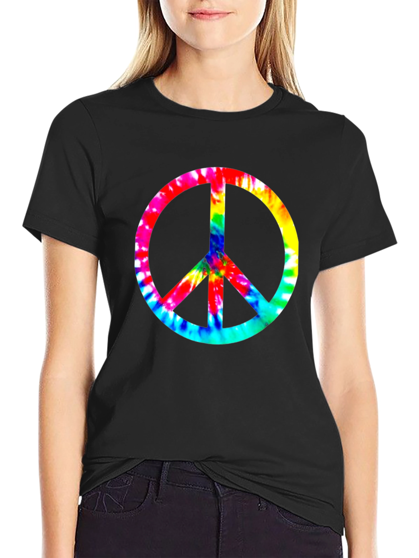 Tie-Dye Peace Sign Black T-Shirt