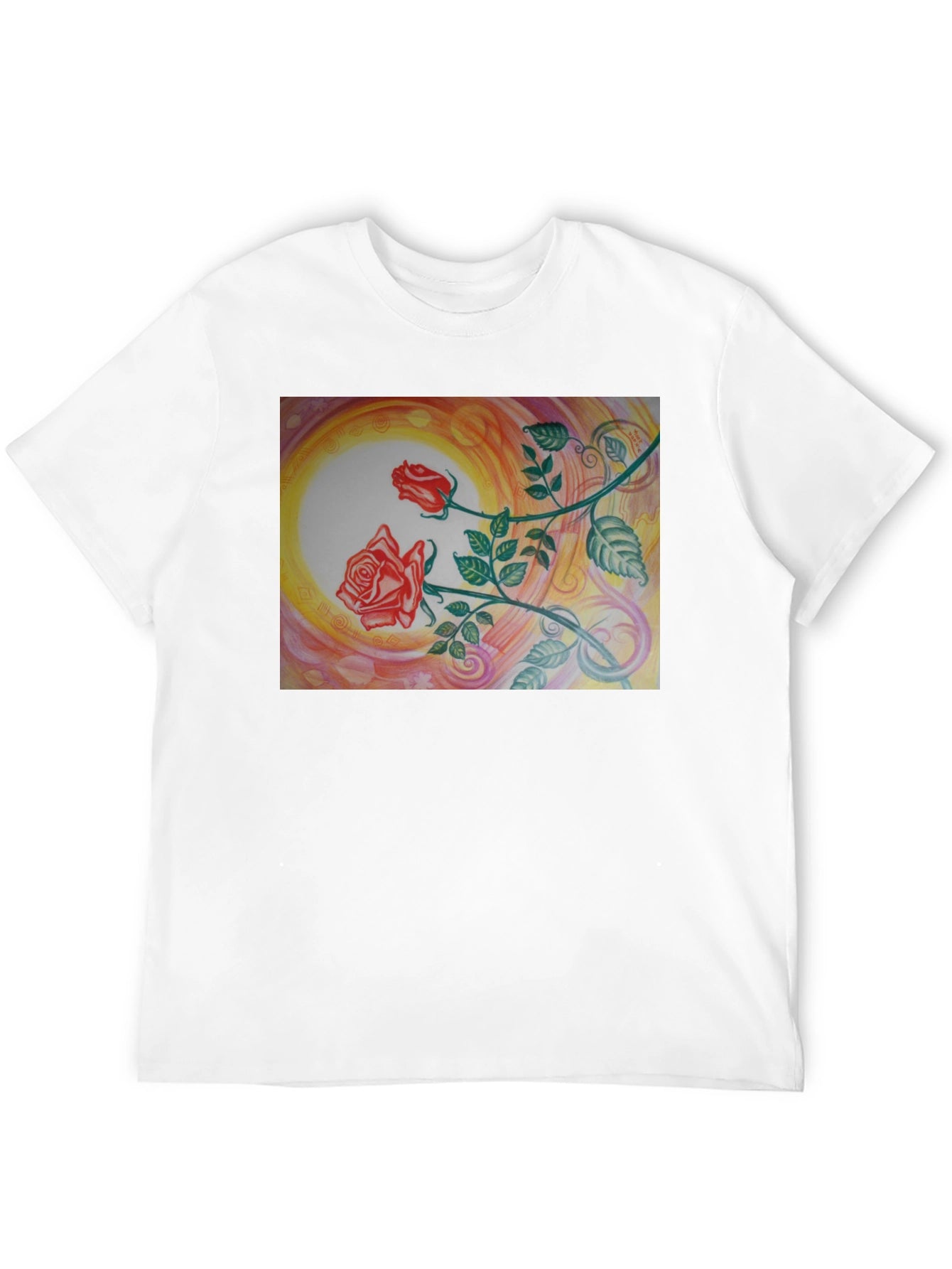 Artistic Rose Graphic Black T-Shirt