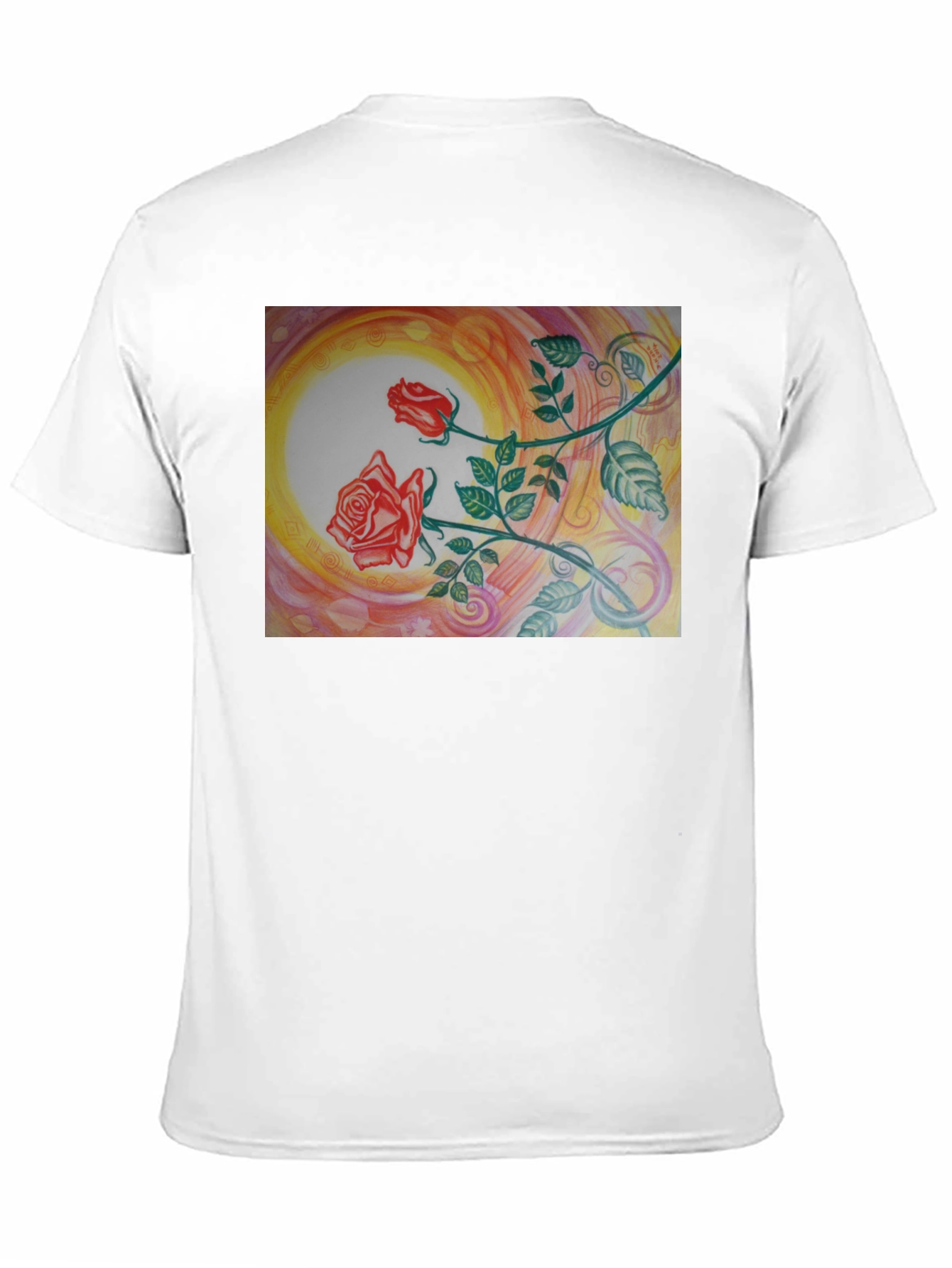 Artistic Rose Graphic Black T-Shirt