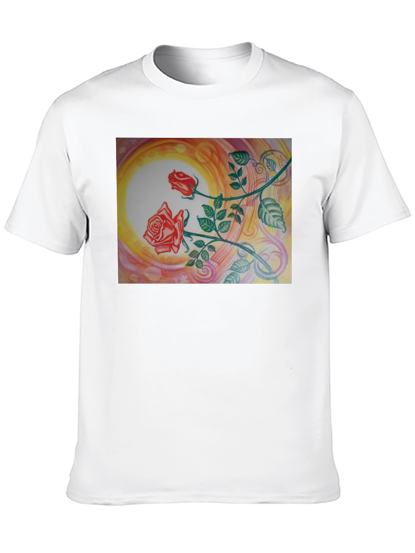 Artistic Rose Graphic Black T-Shirt