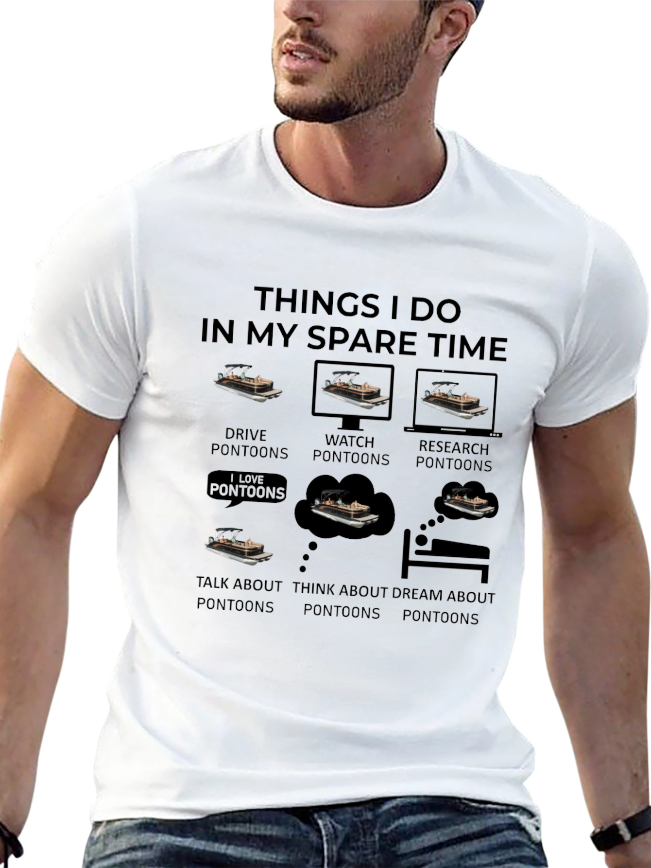 Pontoon Lover T-Shirt Spare Time Hobby Boating