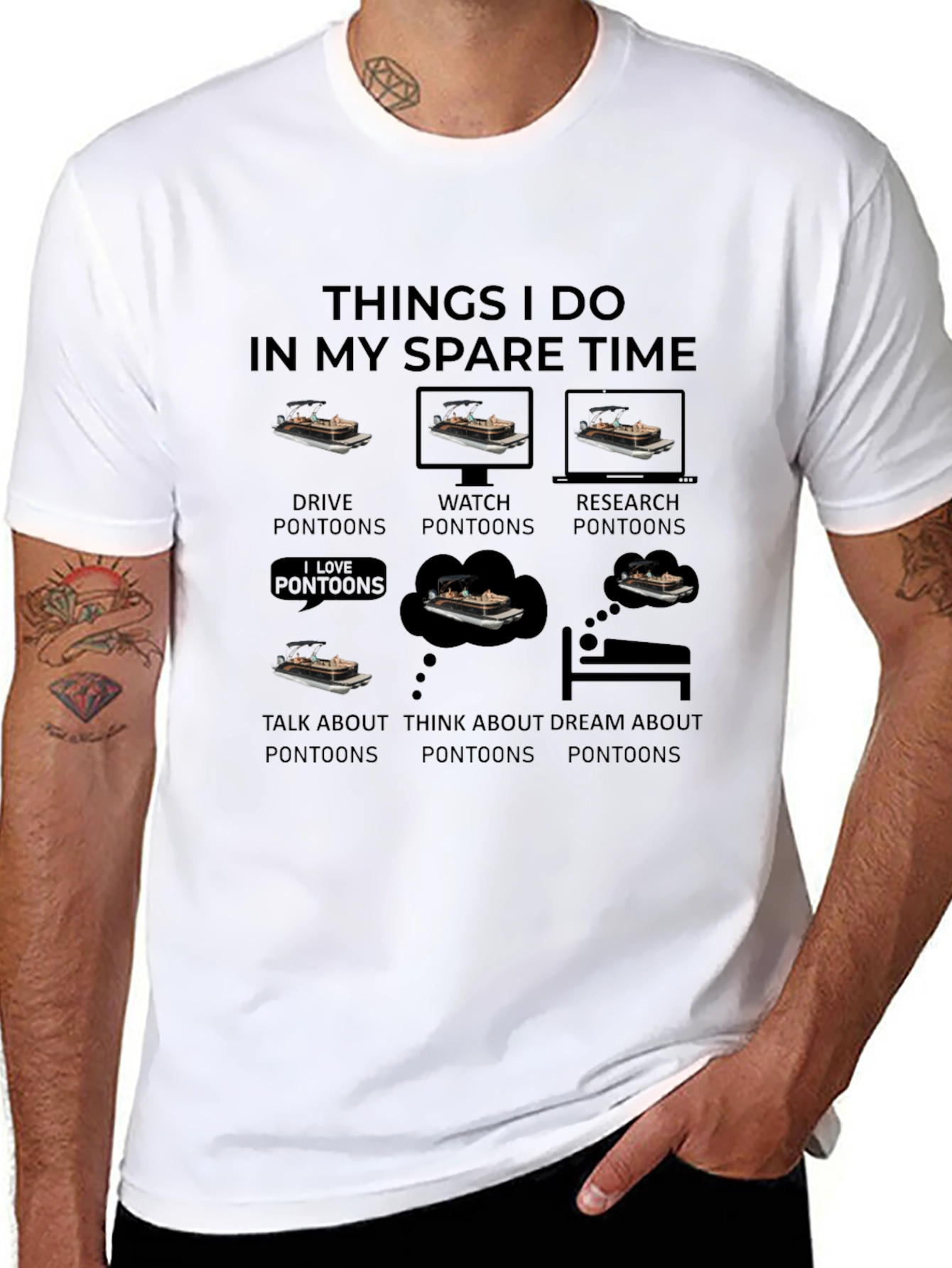Pontoon Lover T-Shirt Spare Time Hobby Boating