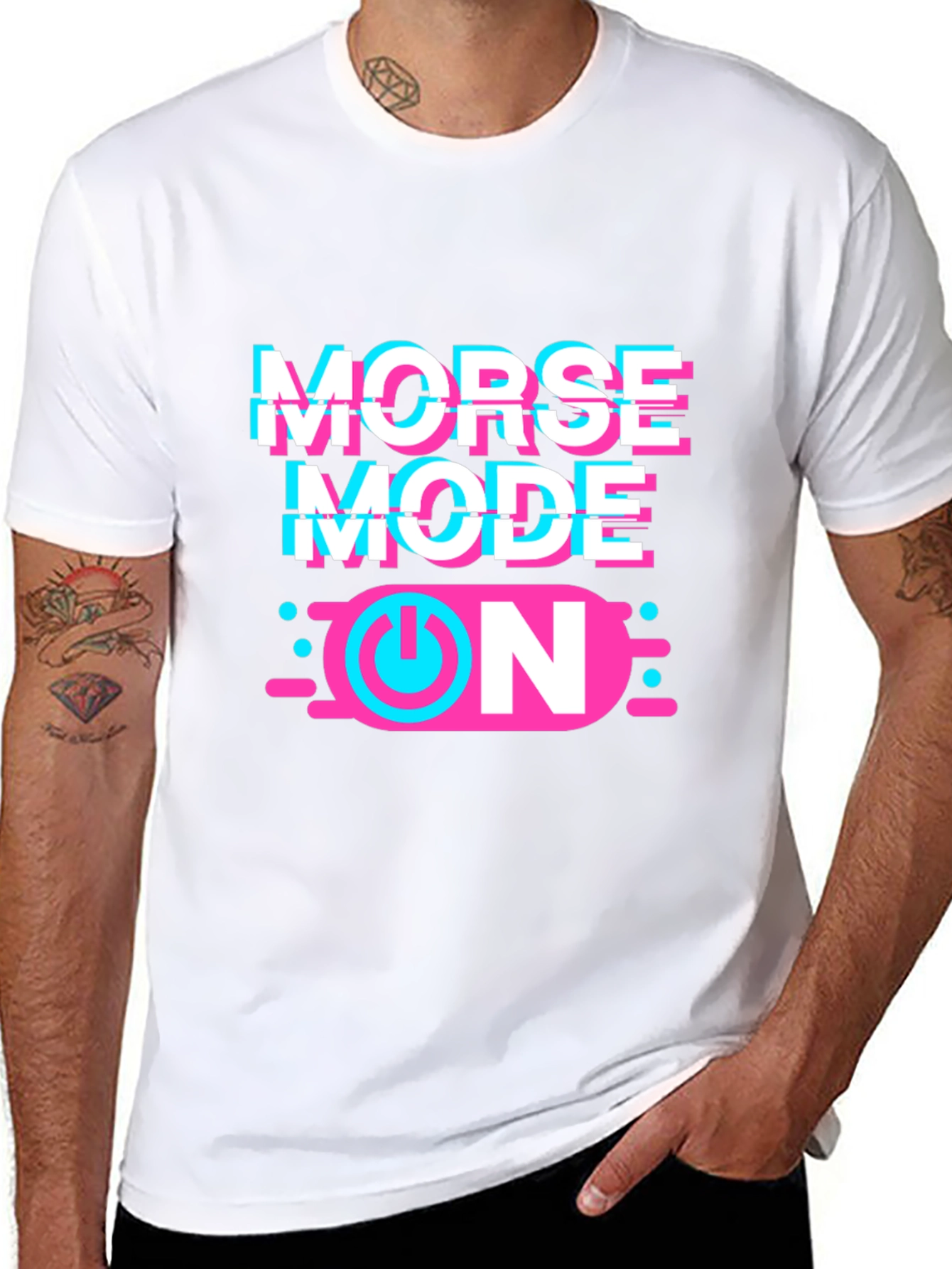 Morse Mode ON Graphic T-Shirt - Black