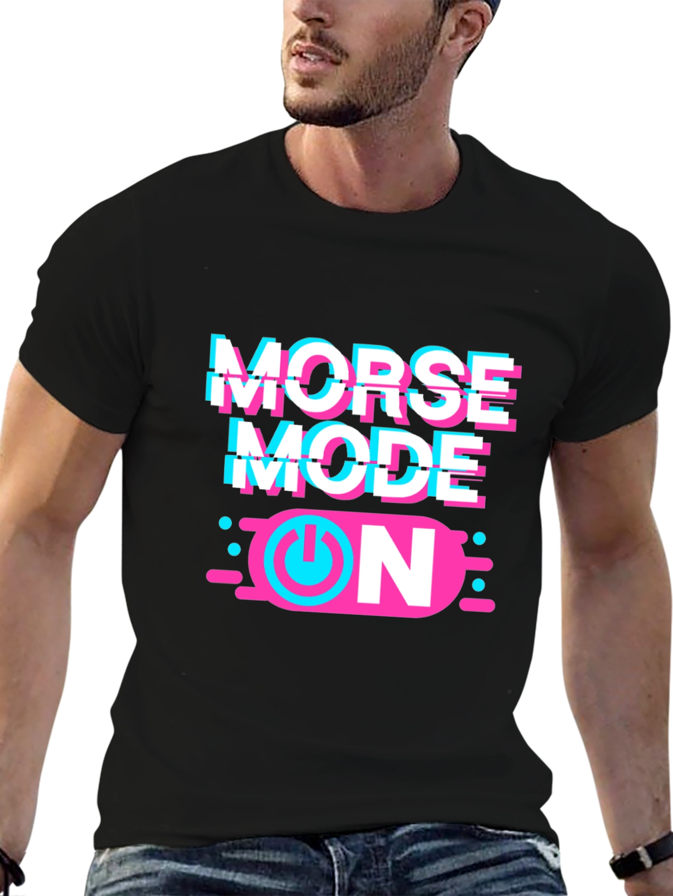 Morse Mode ON Graphic T-Shirt - Black