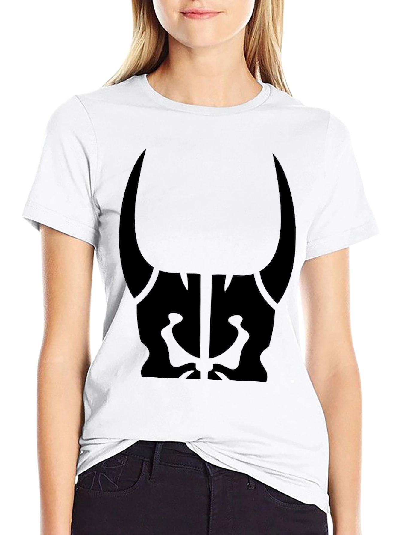 Mens Black Graphic Tee - Bull Skull Design