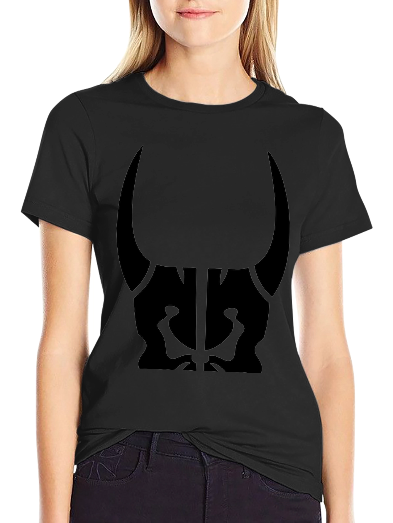 Mens Black Graphic Tee - Bull Skull Design