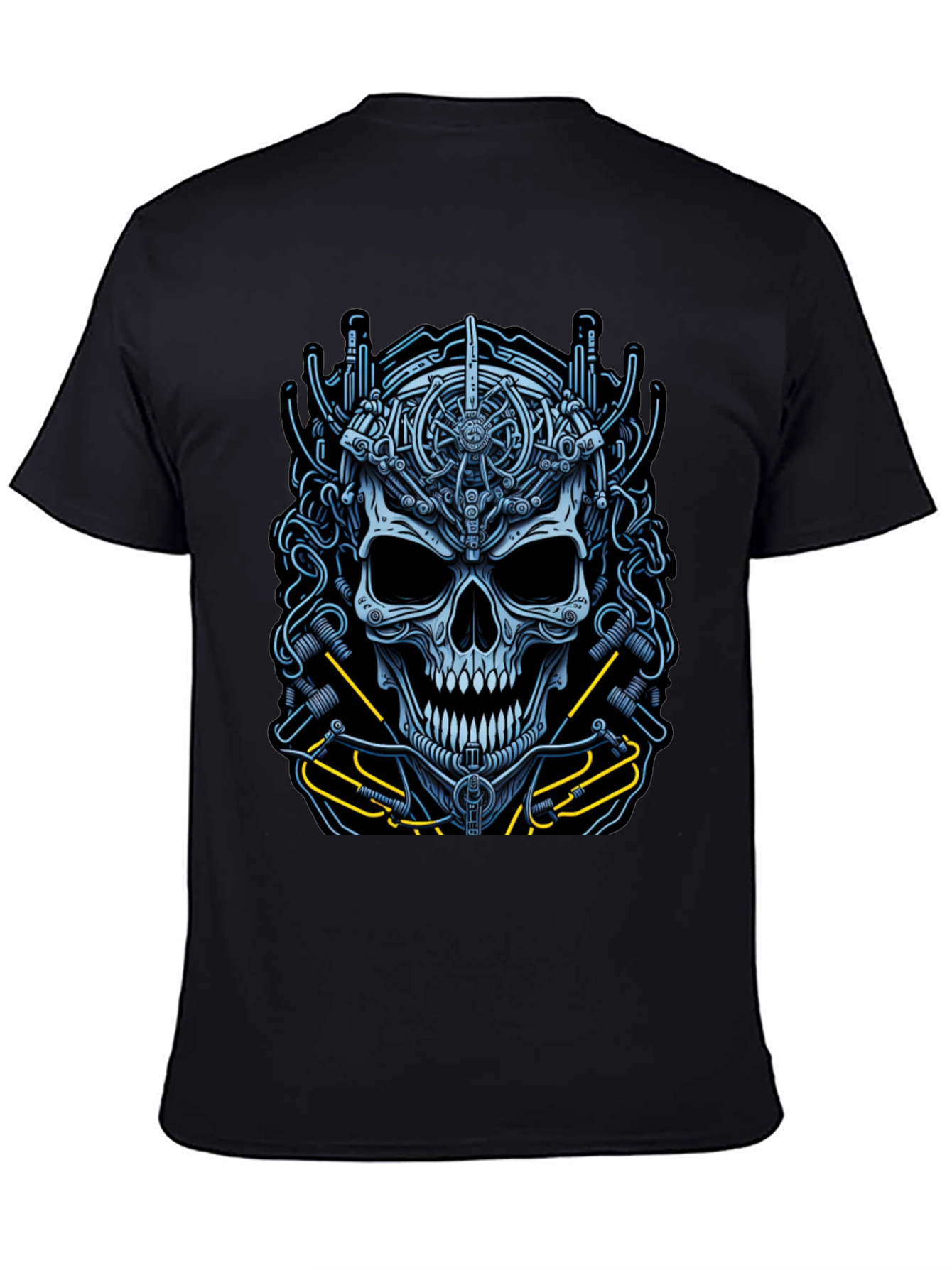 Mechanical Skull Graphic Tee - Cyberpunk Style Shirt