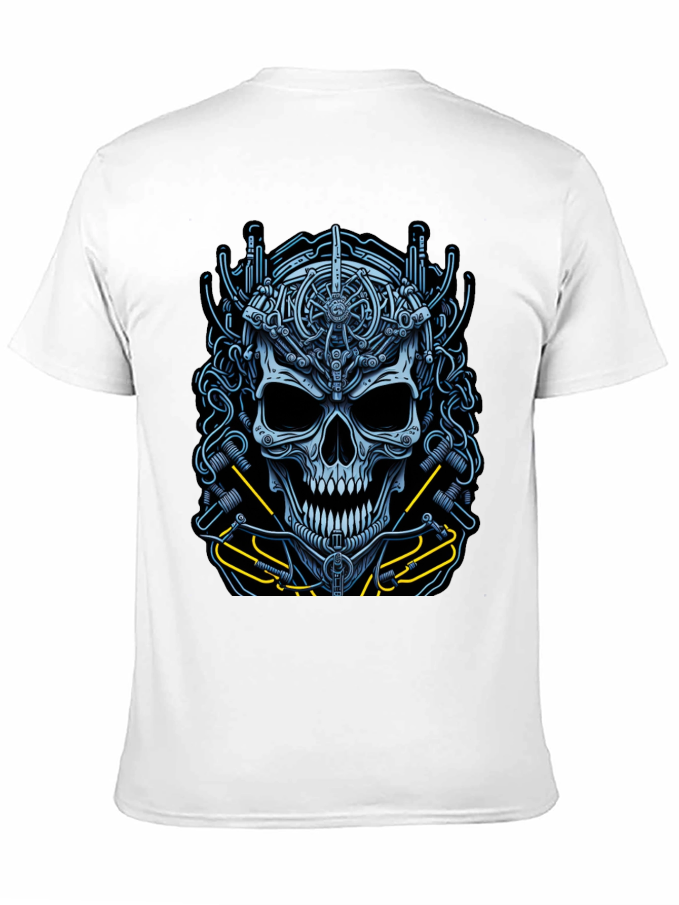 Mechanical Skull Graphic Tee - Cyberpunk Style Shirt