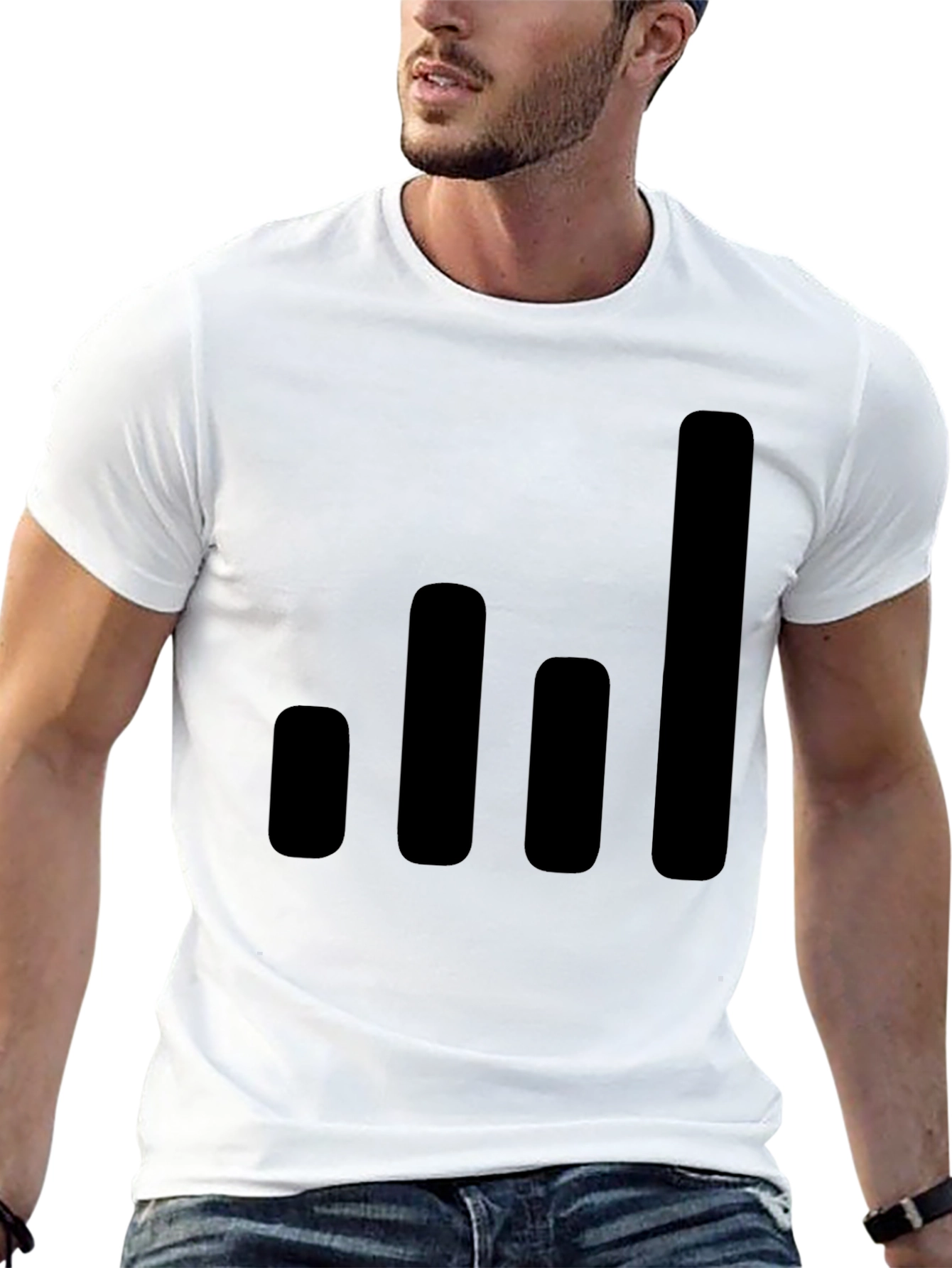 Modern Black T-Shirt with Graphic Bars Design