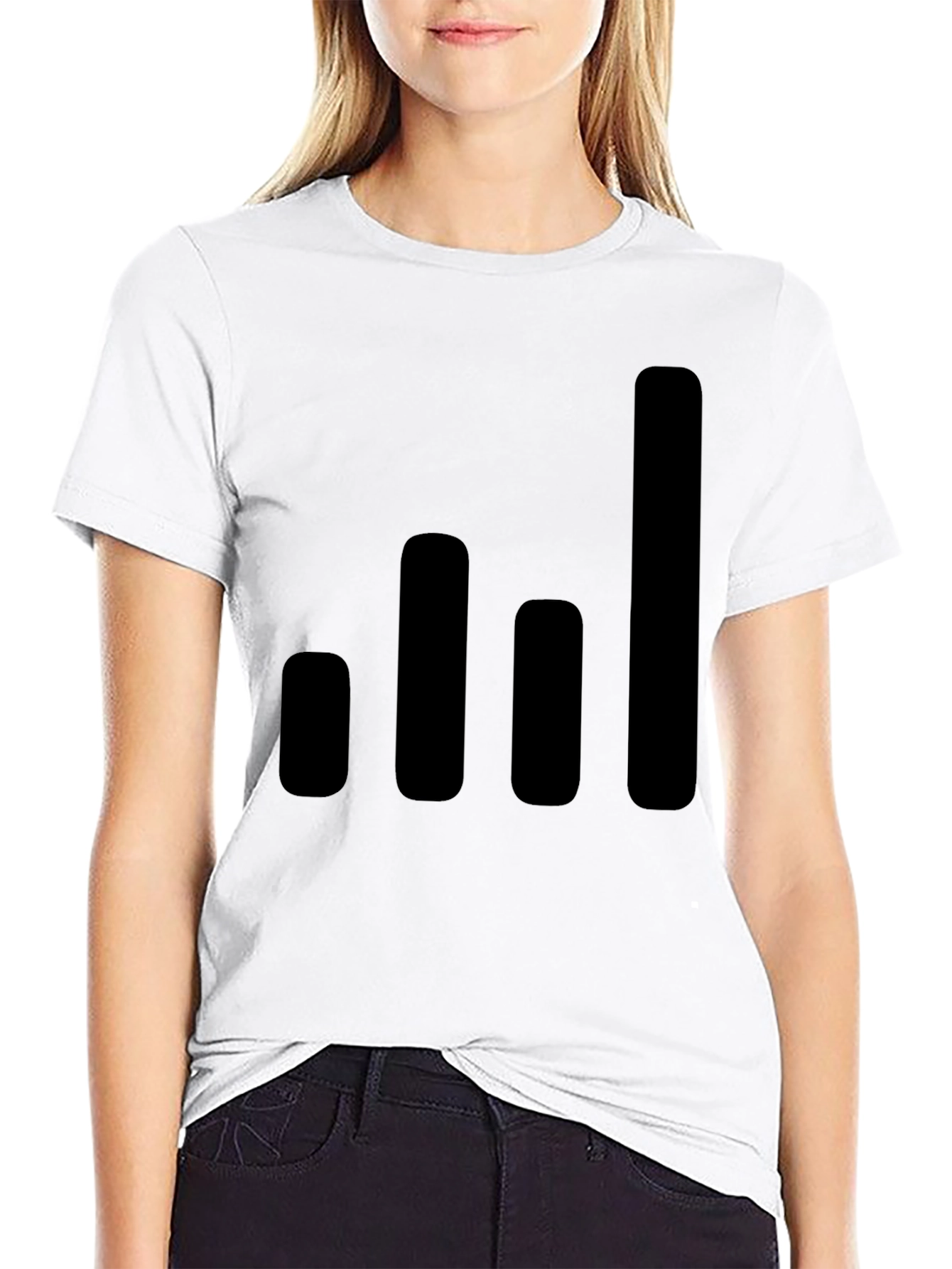 Modern Black T-Shirt with Graphic Bars Design