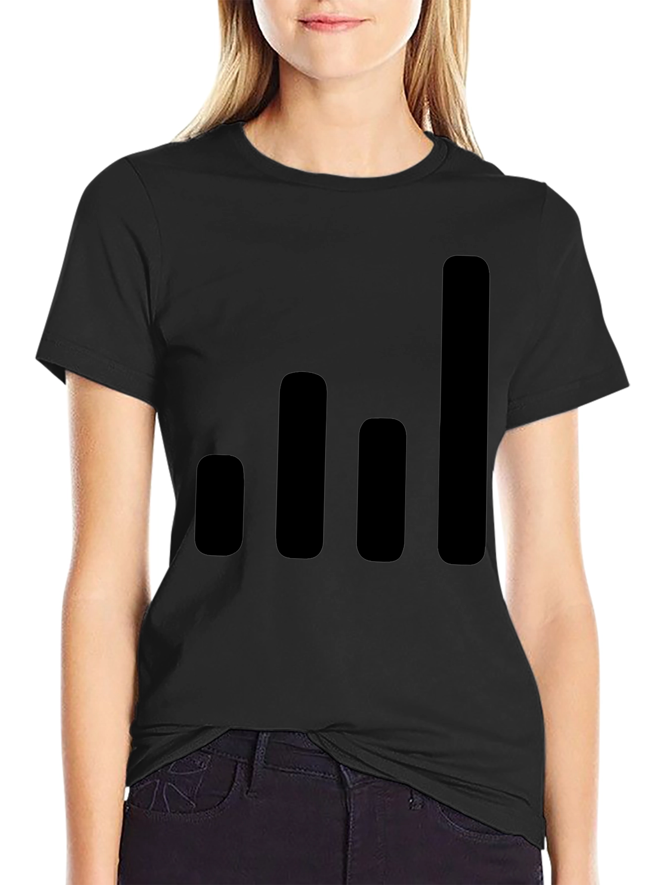 Modern Black T-Shirt with Graphic Bars Design
