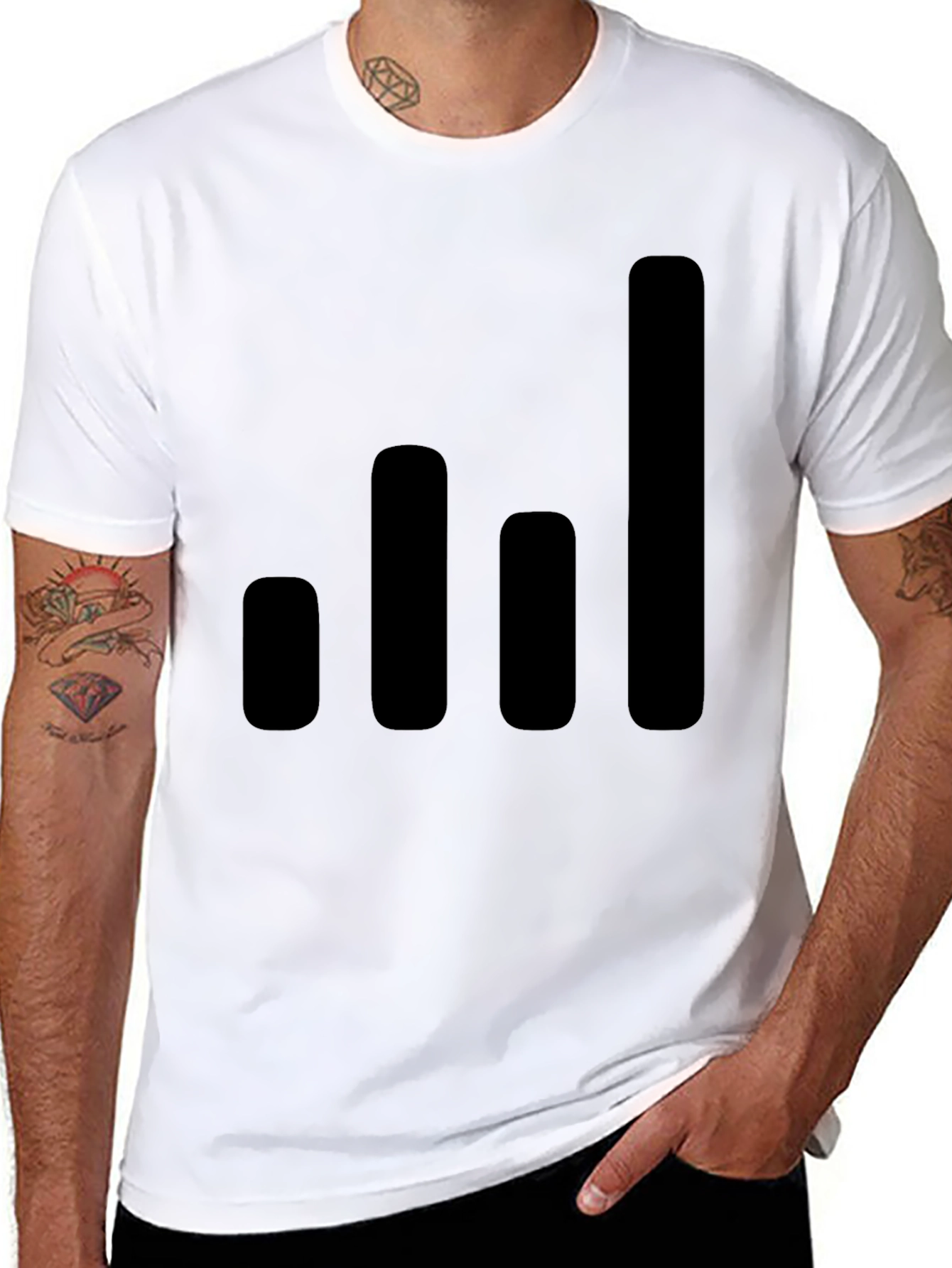 Modern Black T-Shirt with Graphic Bars Design