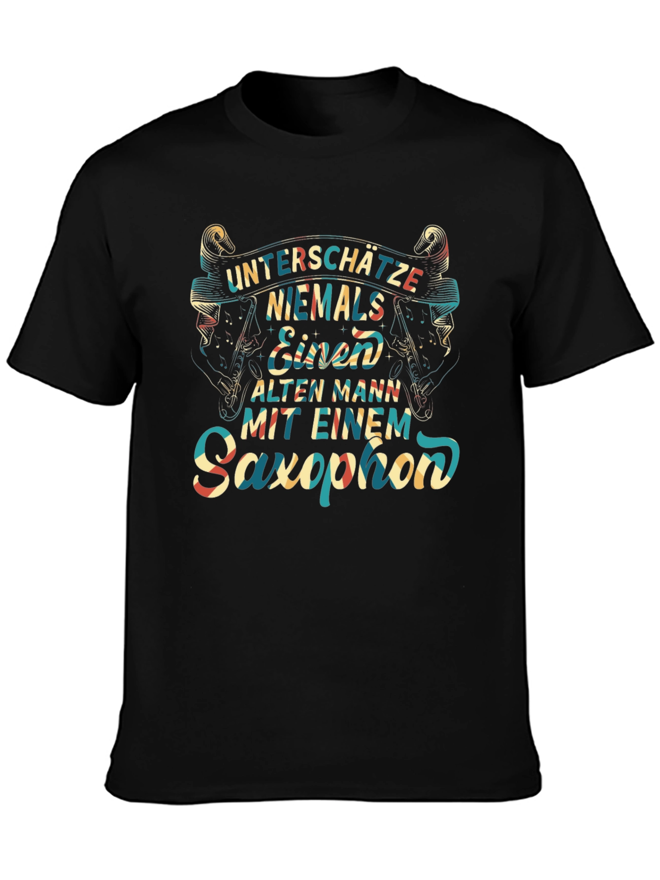 Saxophone Old Man Graphic Tee