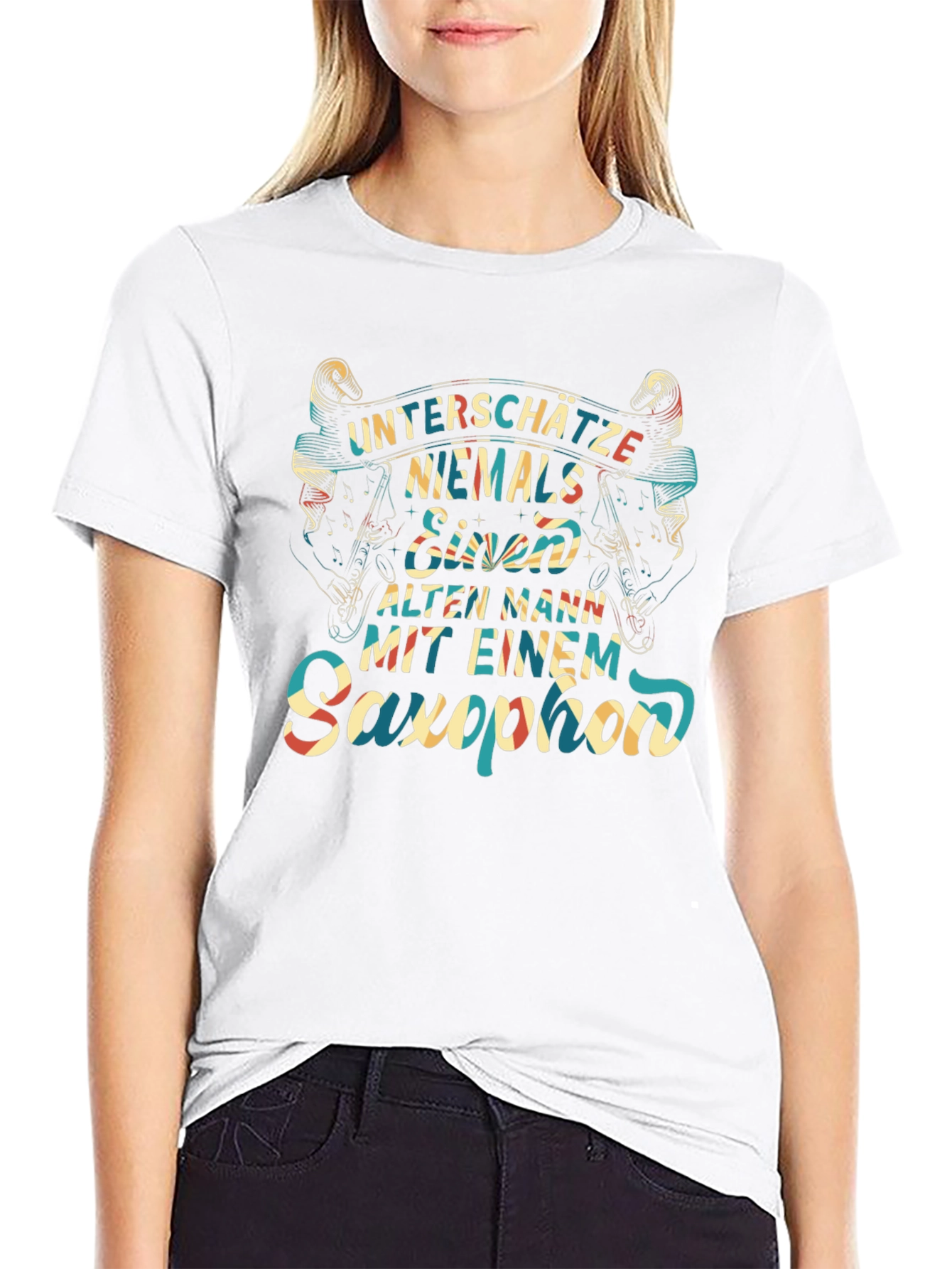Saxophone Old Man Graphic Tee
