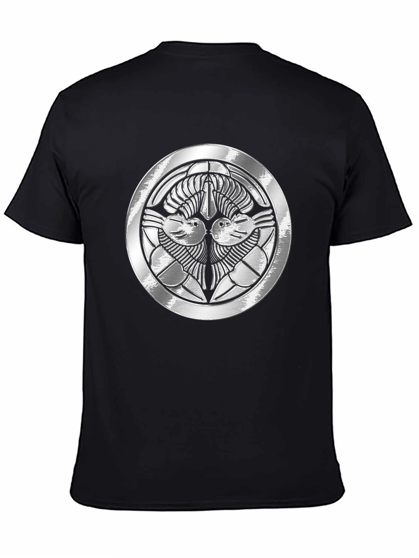 Embossed Silver Crest Black Tee