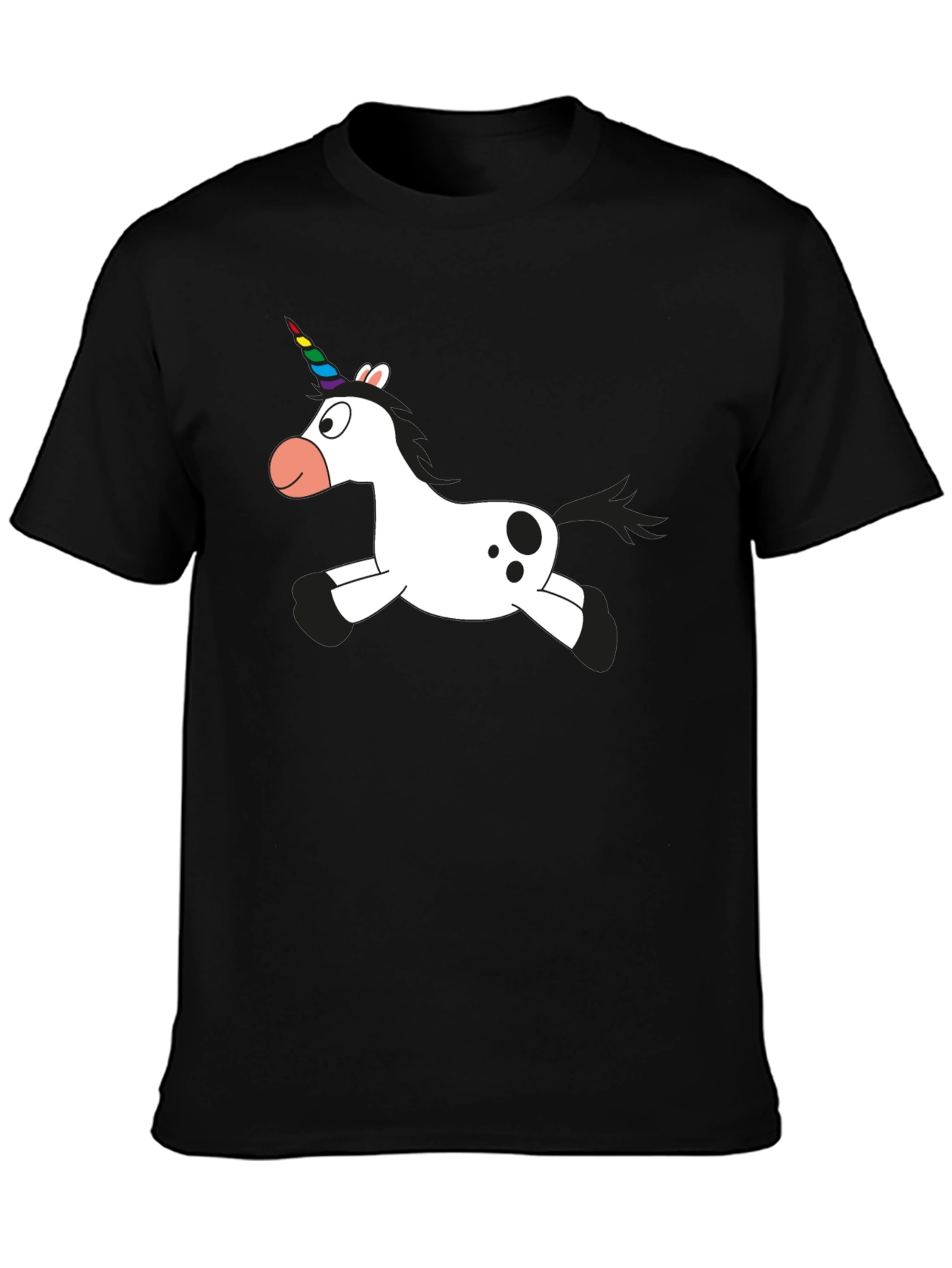 Unicorn Cartoon Black T-Shirt