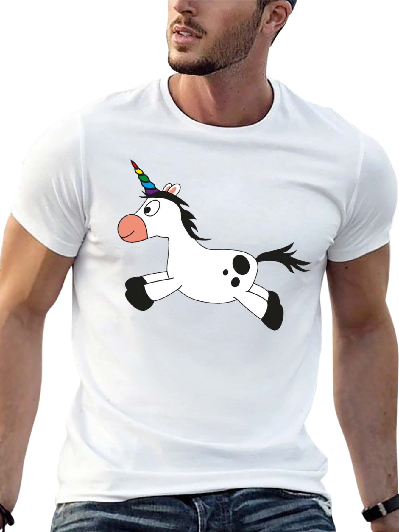 Unicorn Cartoon Black T-Shirt