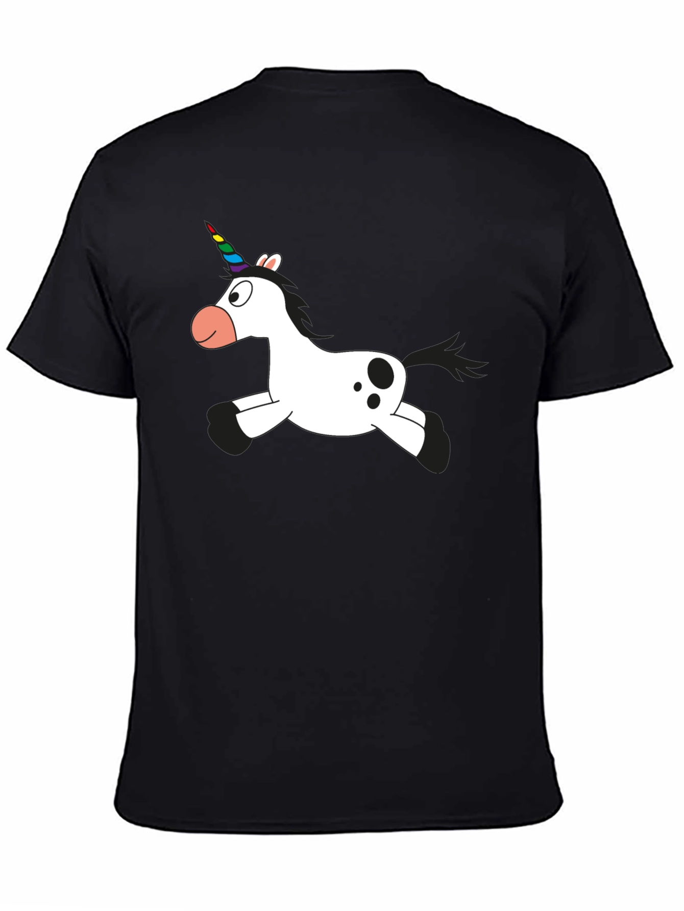 Unicorn Cartoon Black T-Shirt