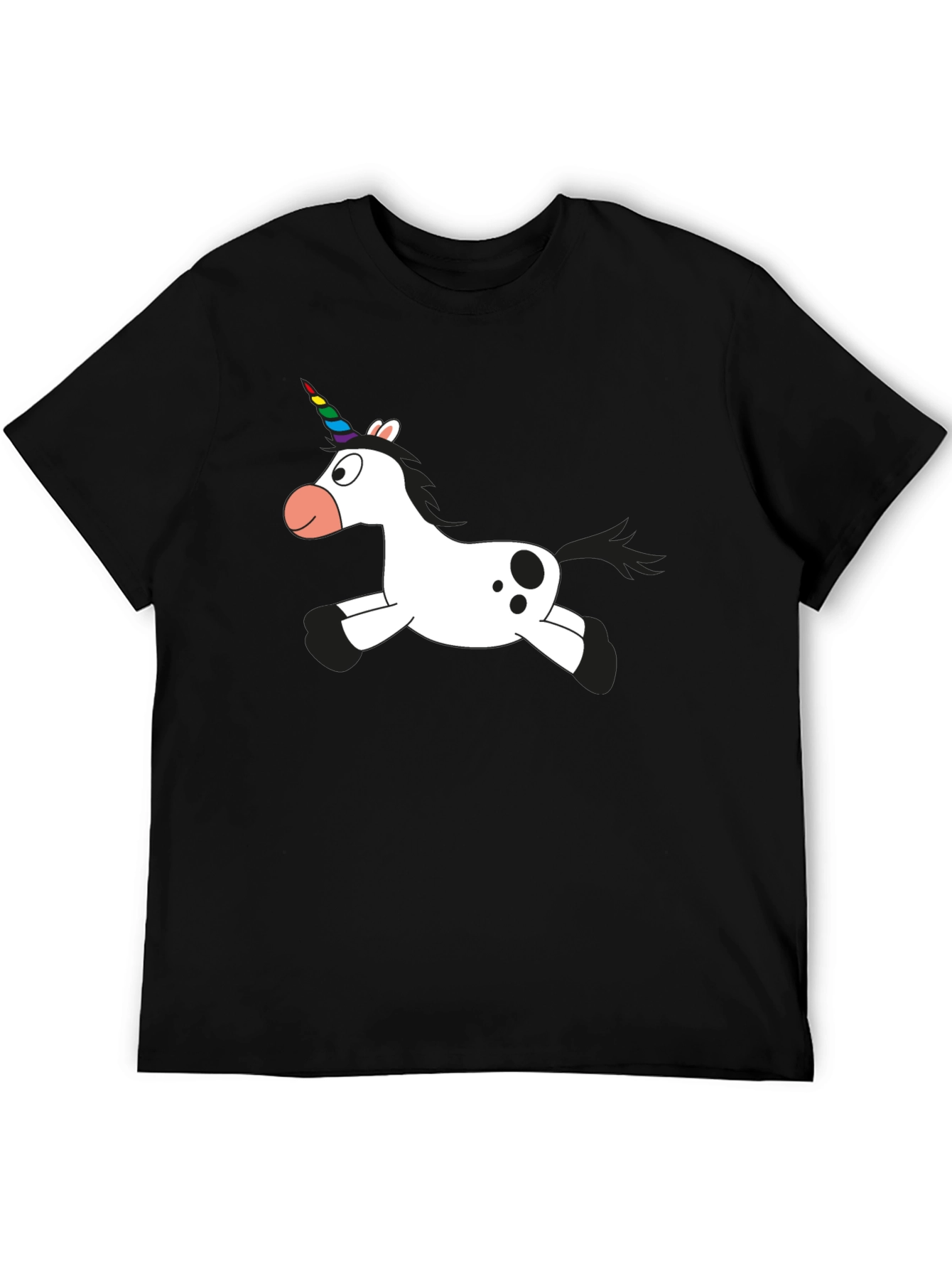 Unicorn Cartoon Black T-Shirt