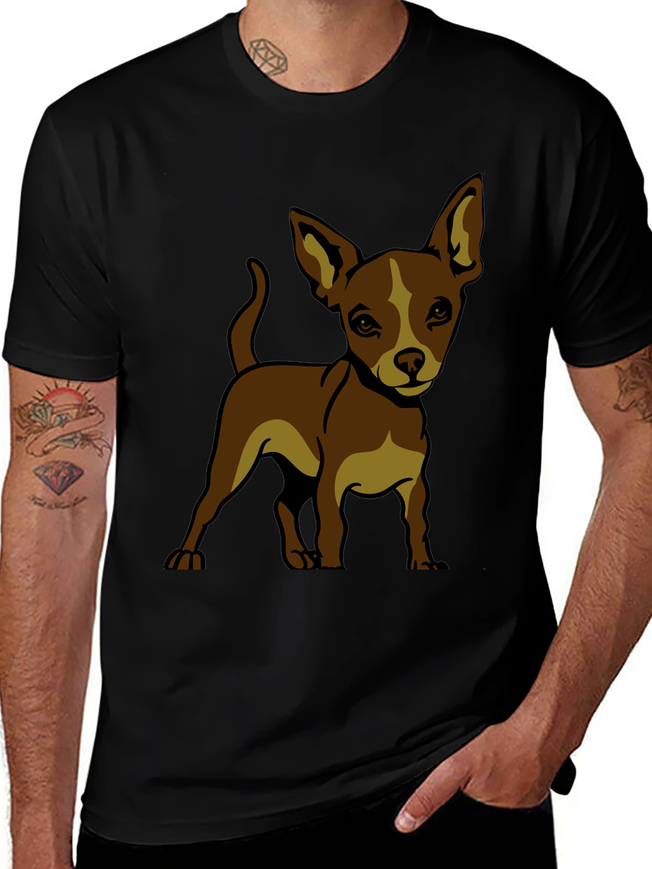 Chihuahua Dog Graphic T-Shirt - Black