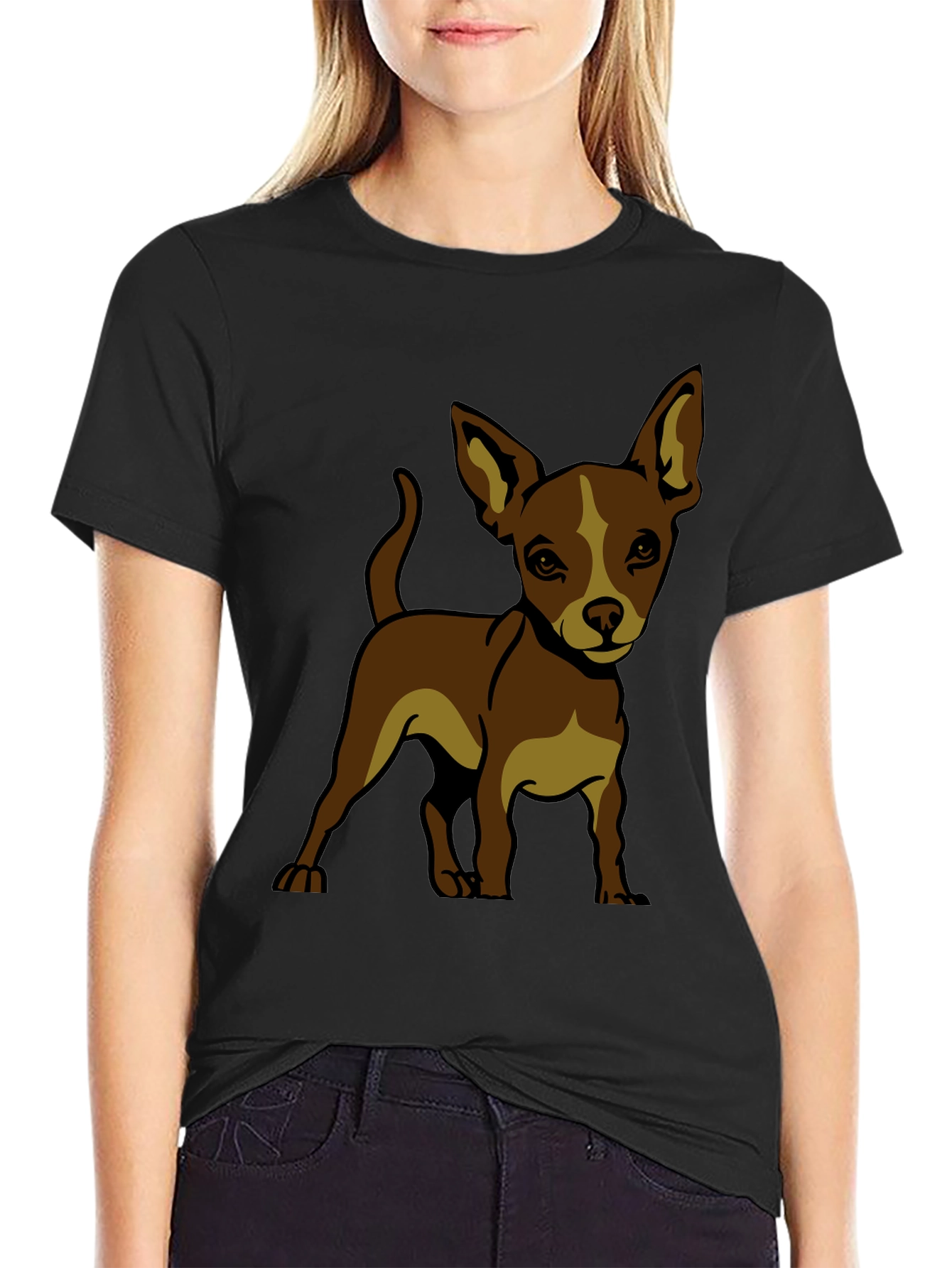 Chihuahua Dog Graphic T-Shirt - Black