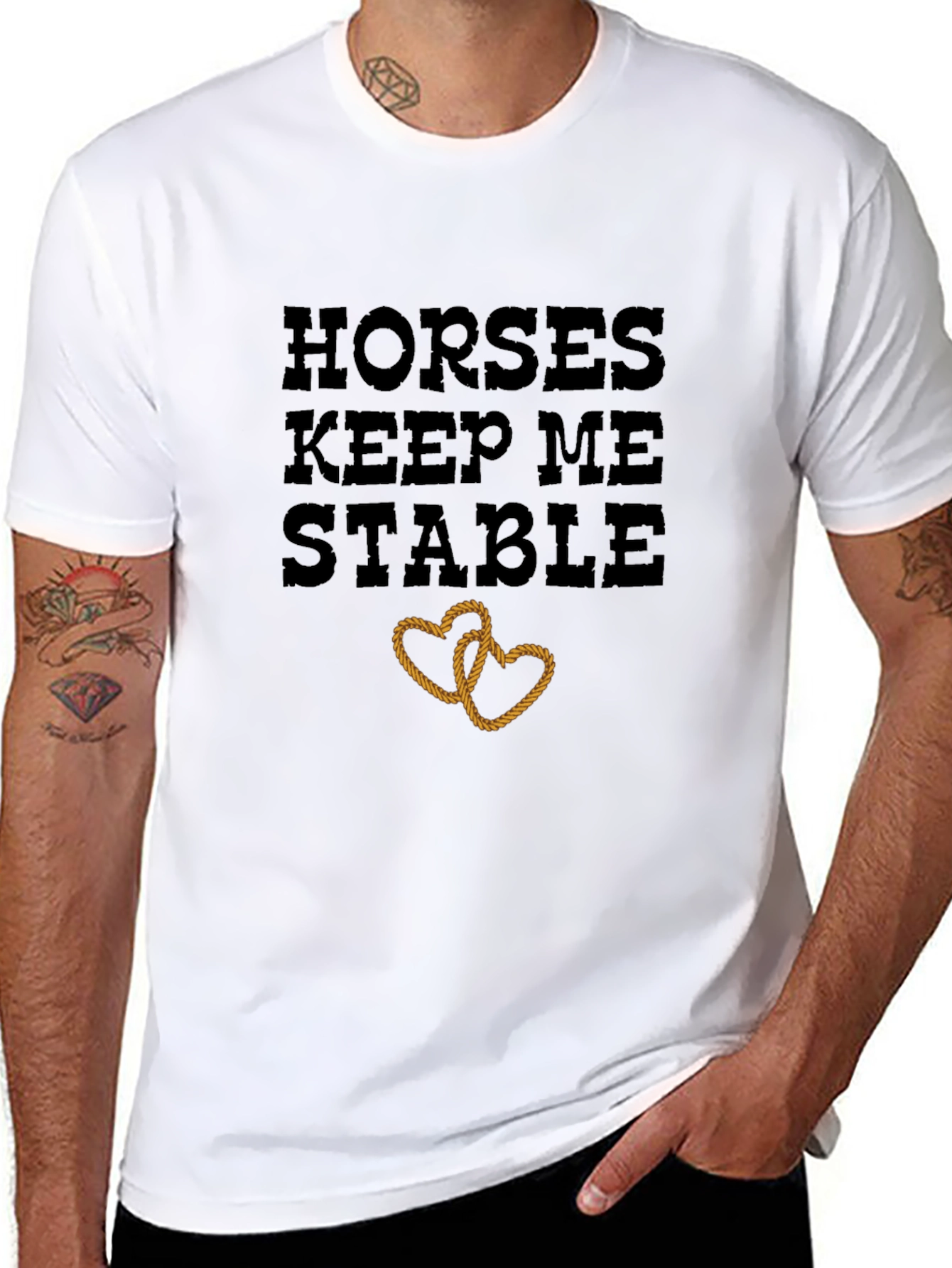 Horses Keep Me Stable T-Shirt Rope Heart Design