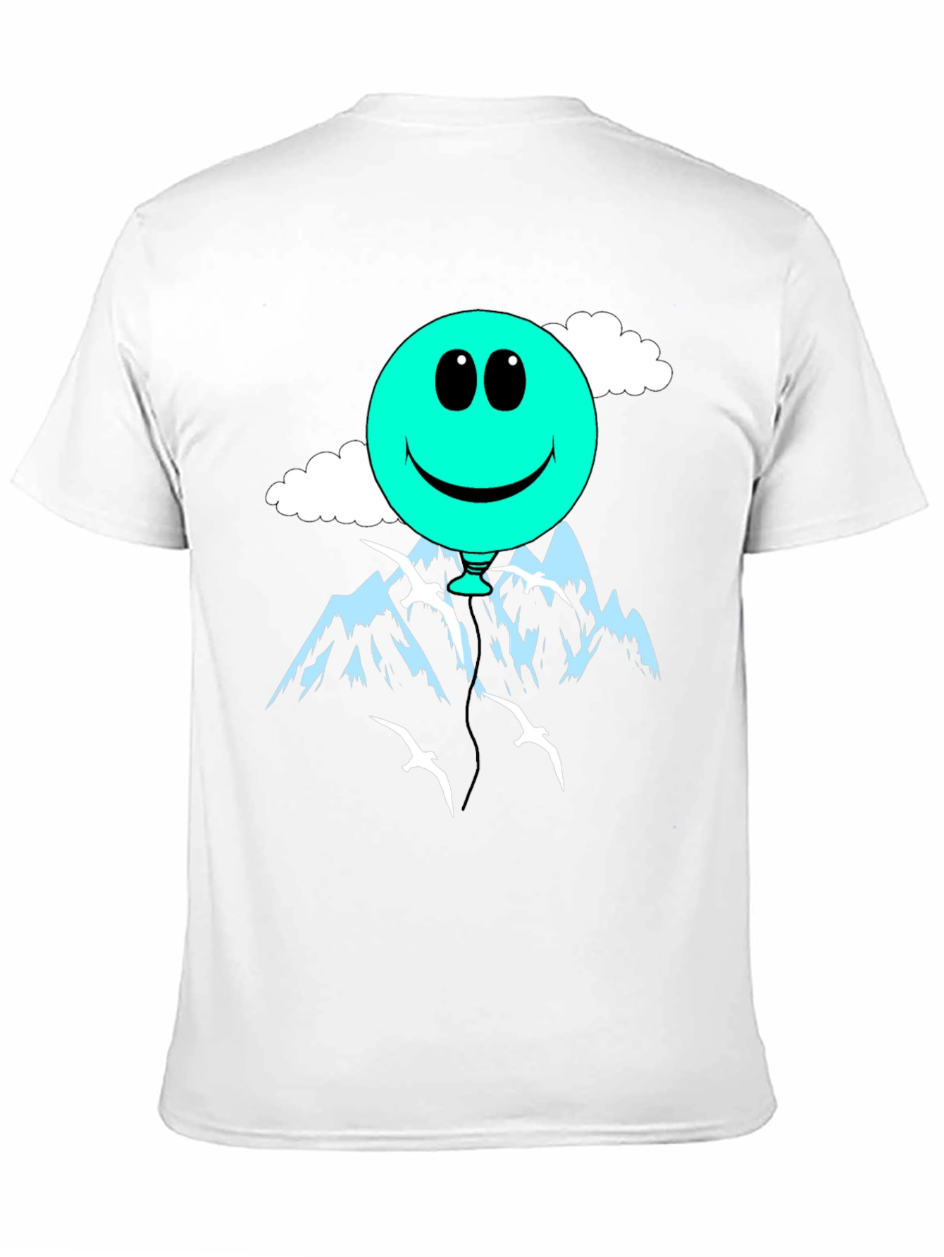 Smiley Balloon Graphic Tee - Black Cotton T-Shirt