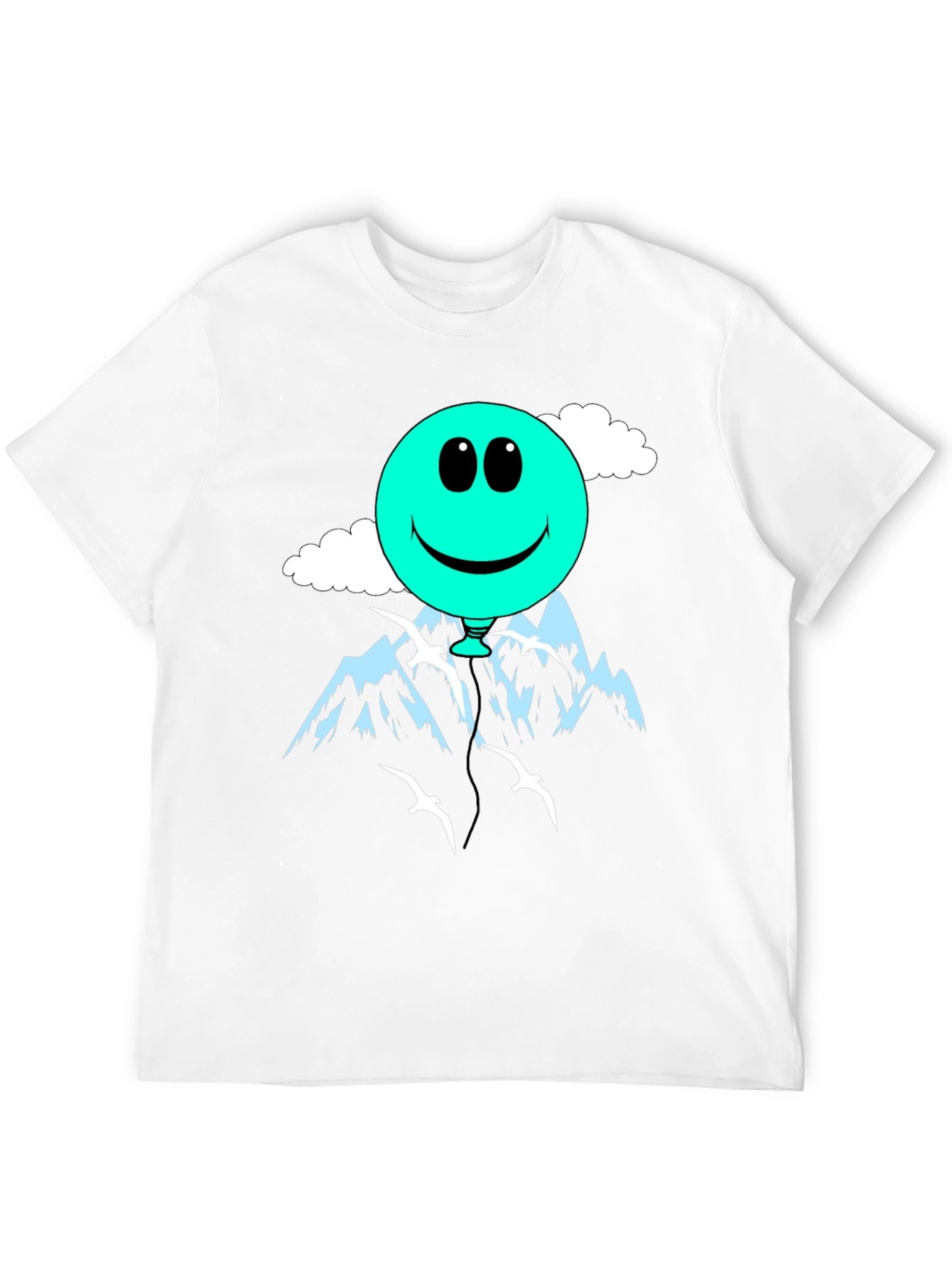 Smiley Balloon Graphic Tee - Black Cotton T-Shirt