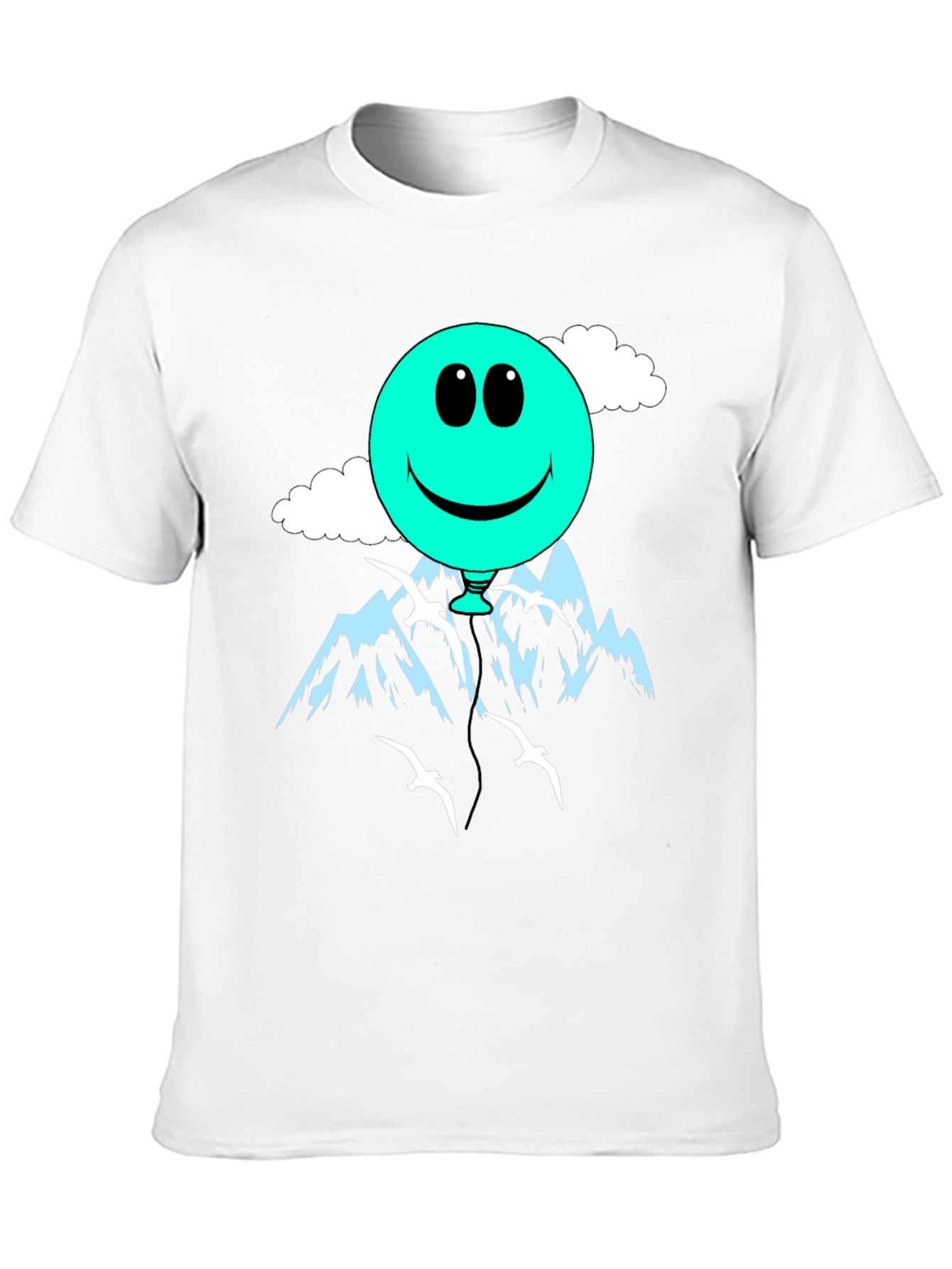 Smiley Balloon Graphic Tee - Black Cotton T-Shirt