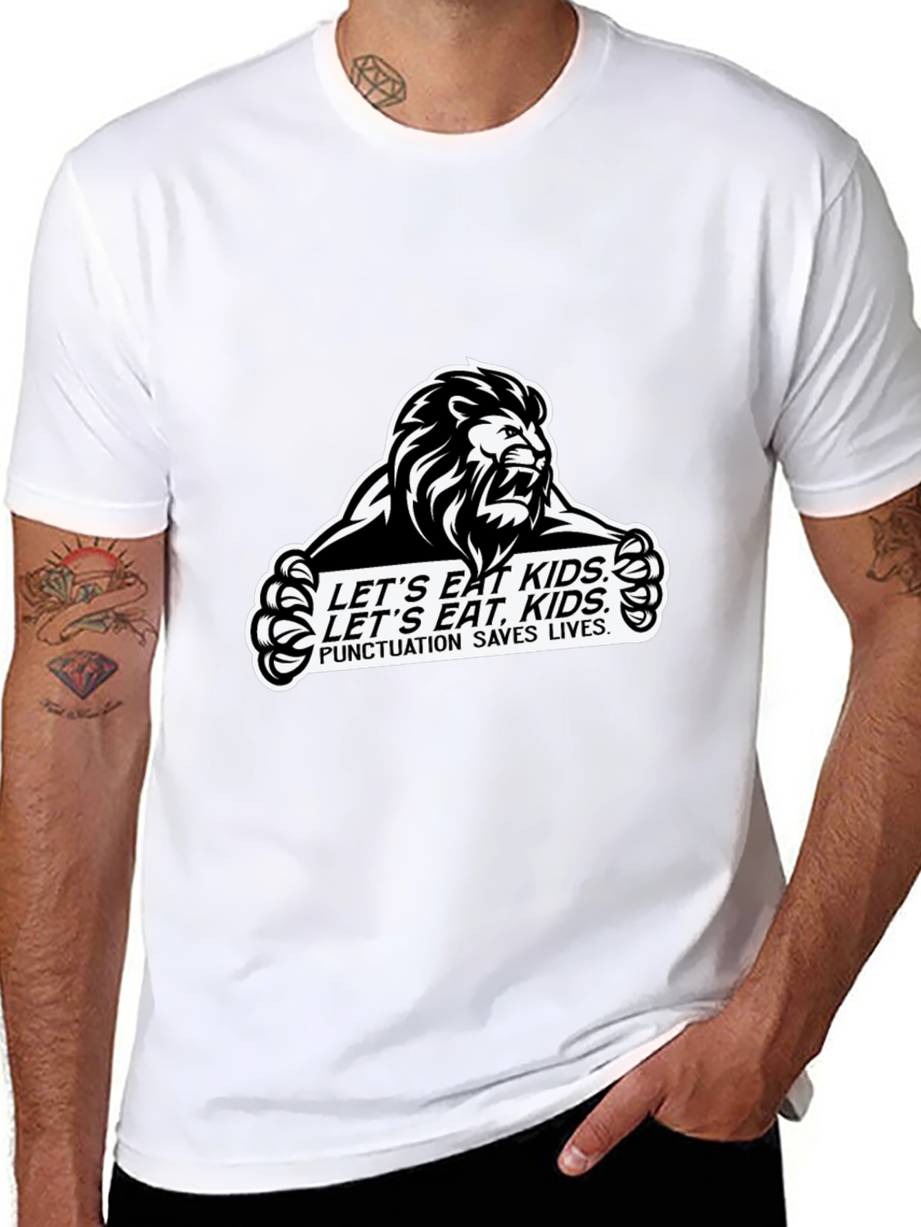 Punctuation Saves Lives Lion Graphic Tee