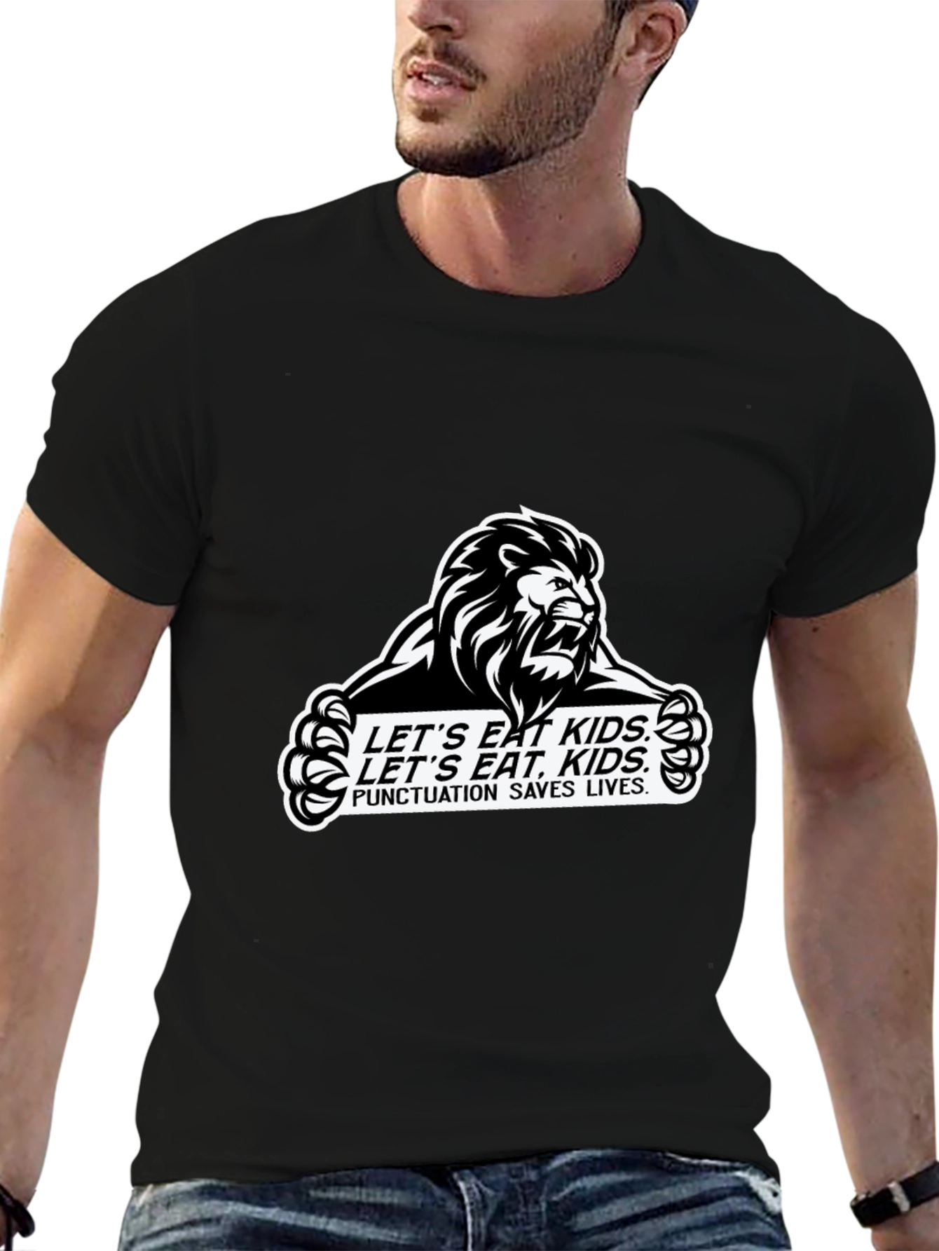 Punctuation Saves Lives Lion Graphic Tee