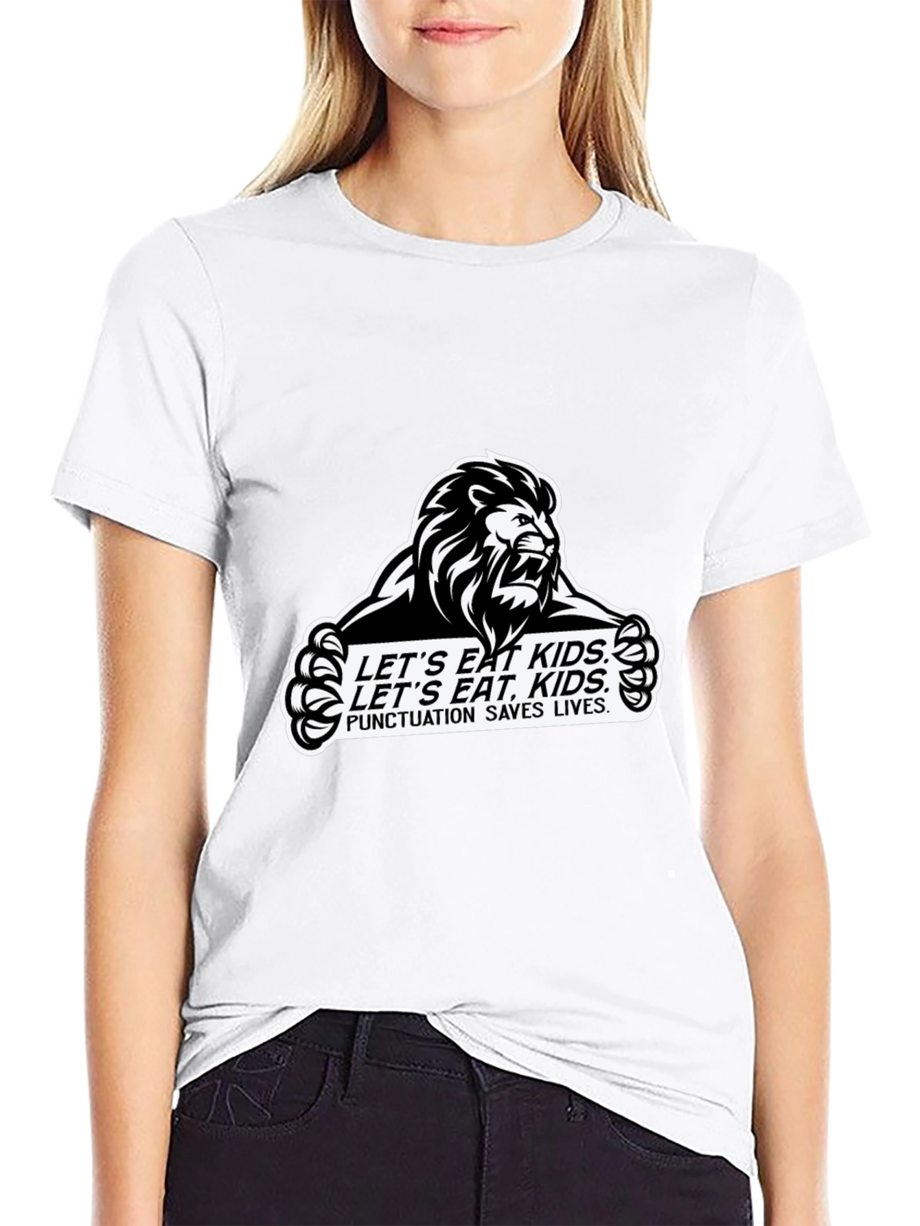 Punctuation Saves Lives Lion Graphic Tee