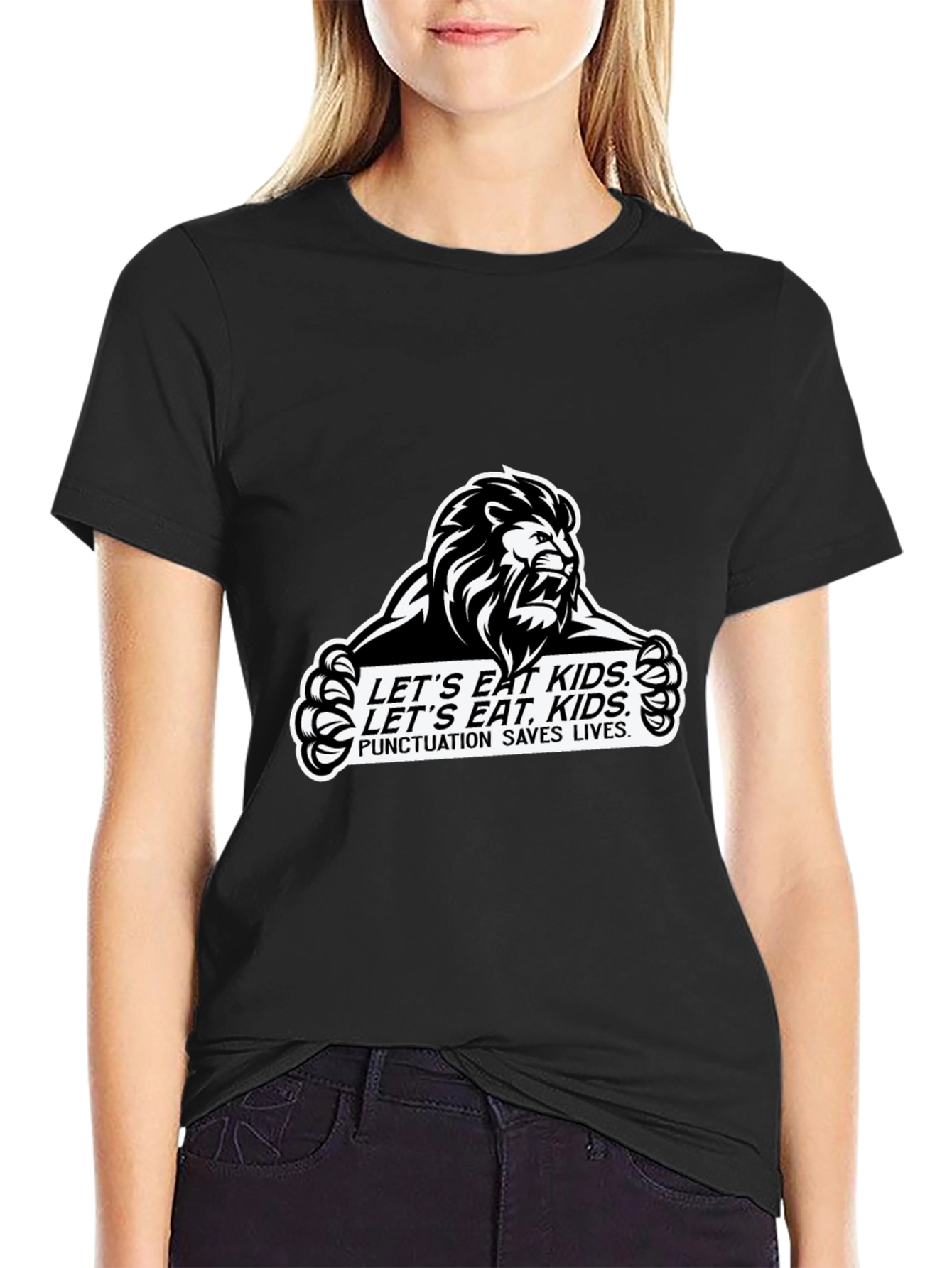 Punctuation Saves Lives Lion Graphic Tee