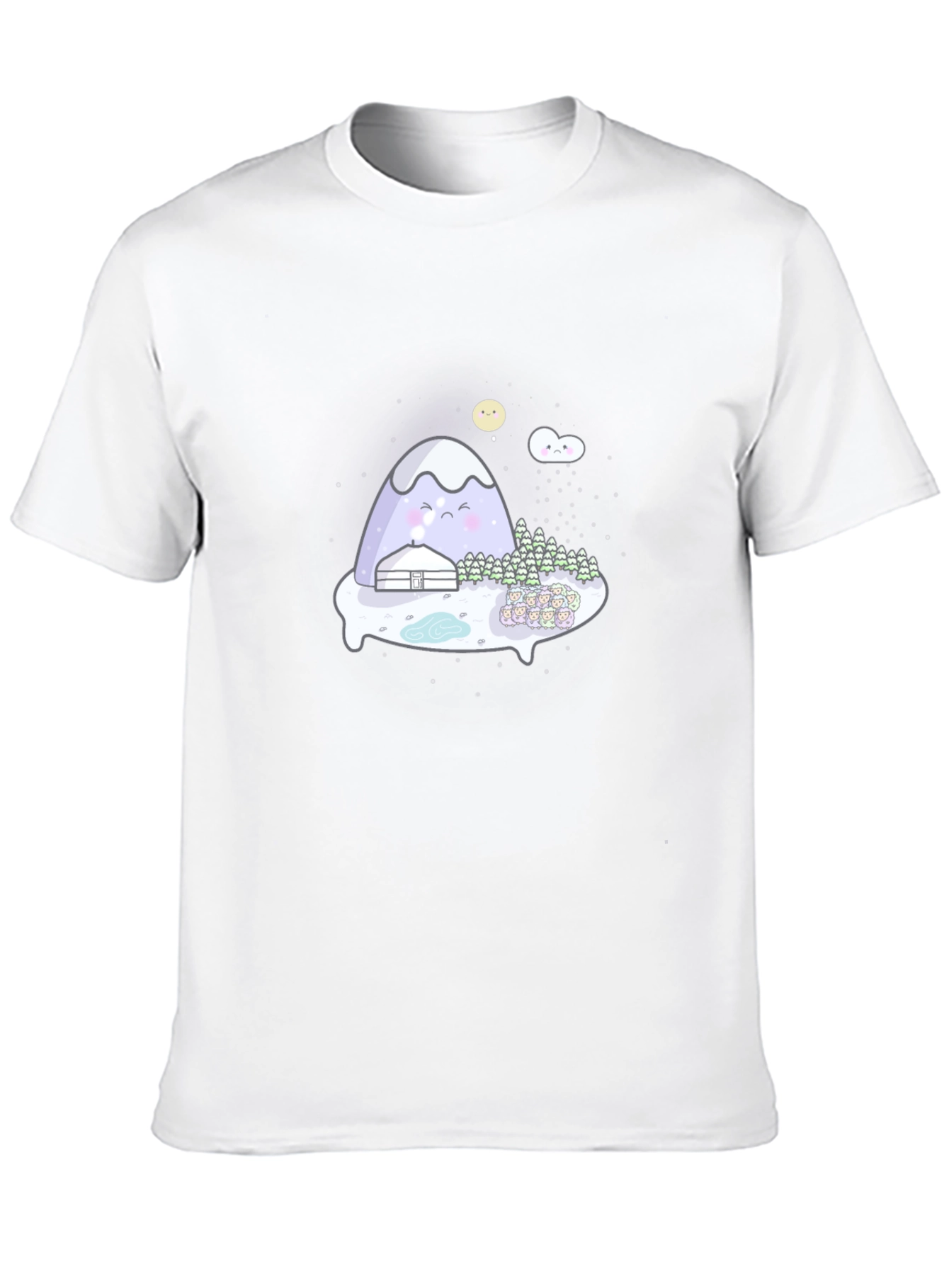 Cute Mountain Graphic Tee - Black Cotton T-Shirt