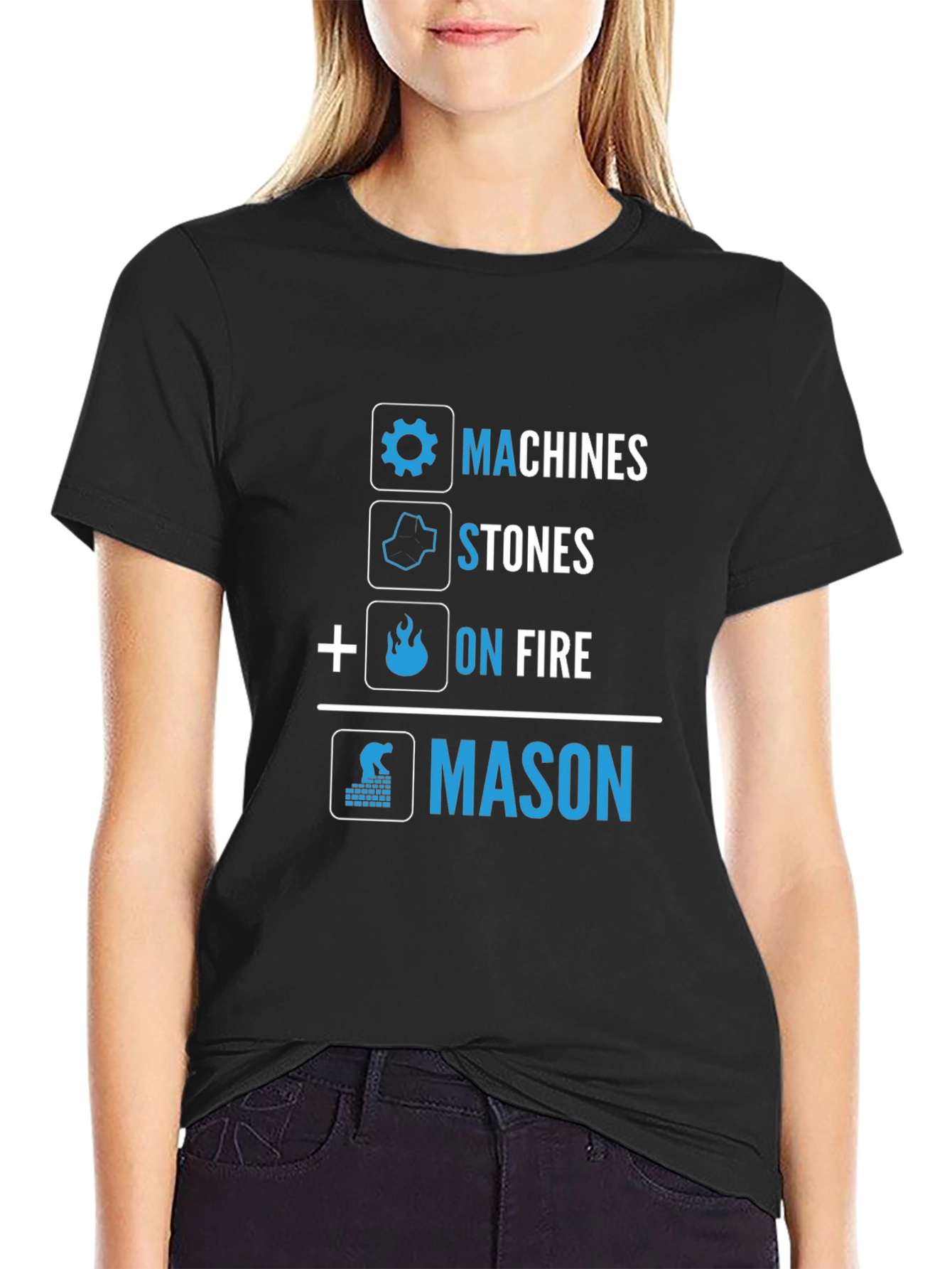 Machines Stones On Fire Mason Graphic Tee - Black
